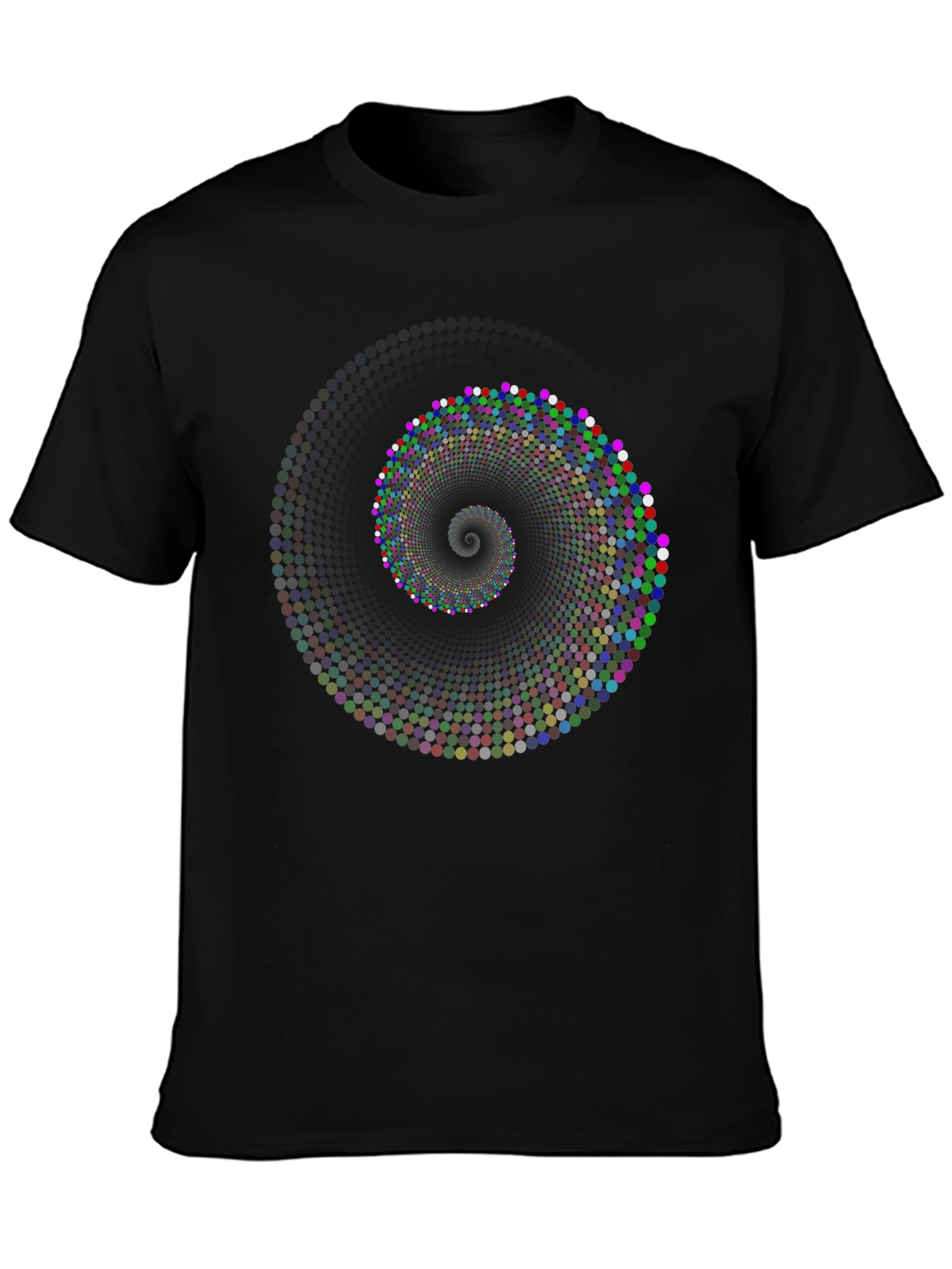 Black Spiral Dot Graphic Black T-Shirt view 3