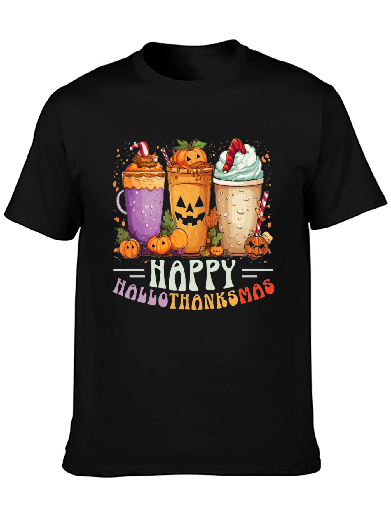 Black Hallowthanksmas Graphic Tee view 3
