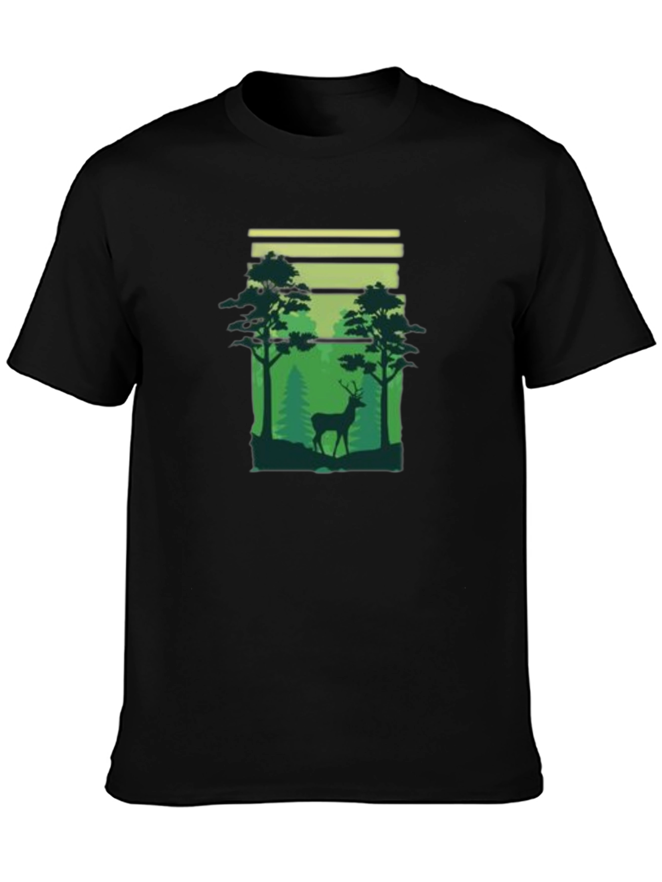 Black Deer in Forest Graphic T-Shirt - Nature Lover Tee view 3
