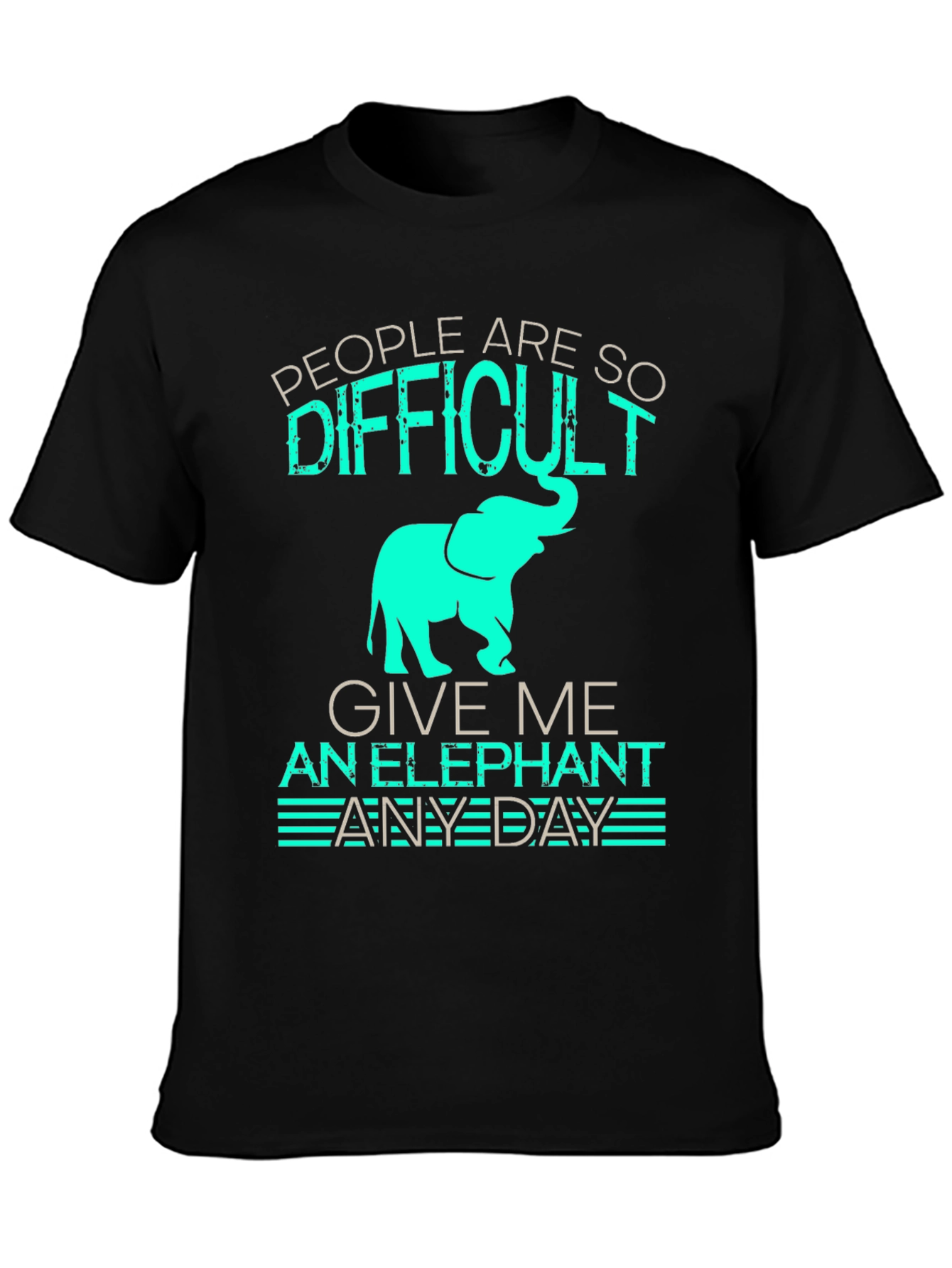 Black Difficult People, Give Me An Elephant Black T-Shirt view 3