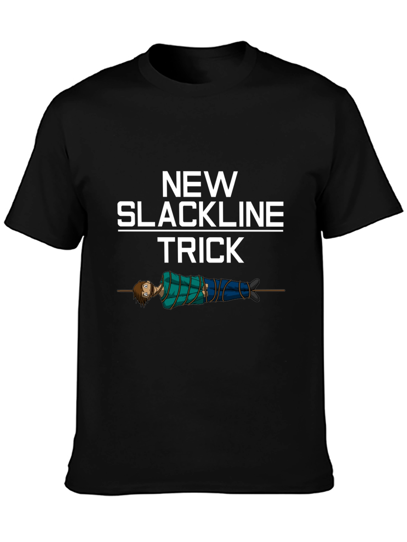 Black New Slackline Trick T-Shirt - Funny Slacklining Tee view 3