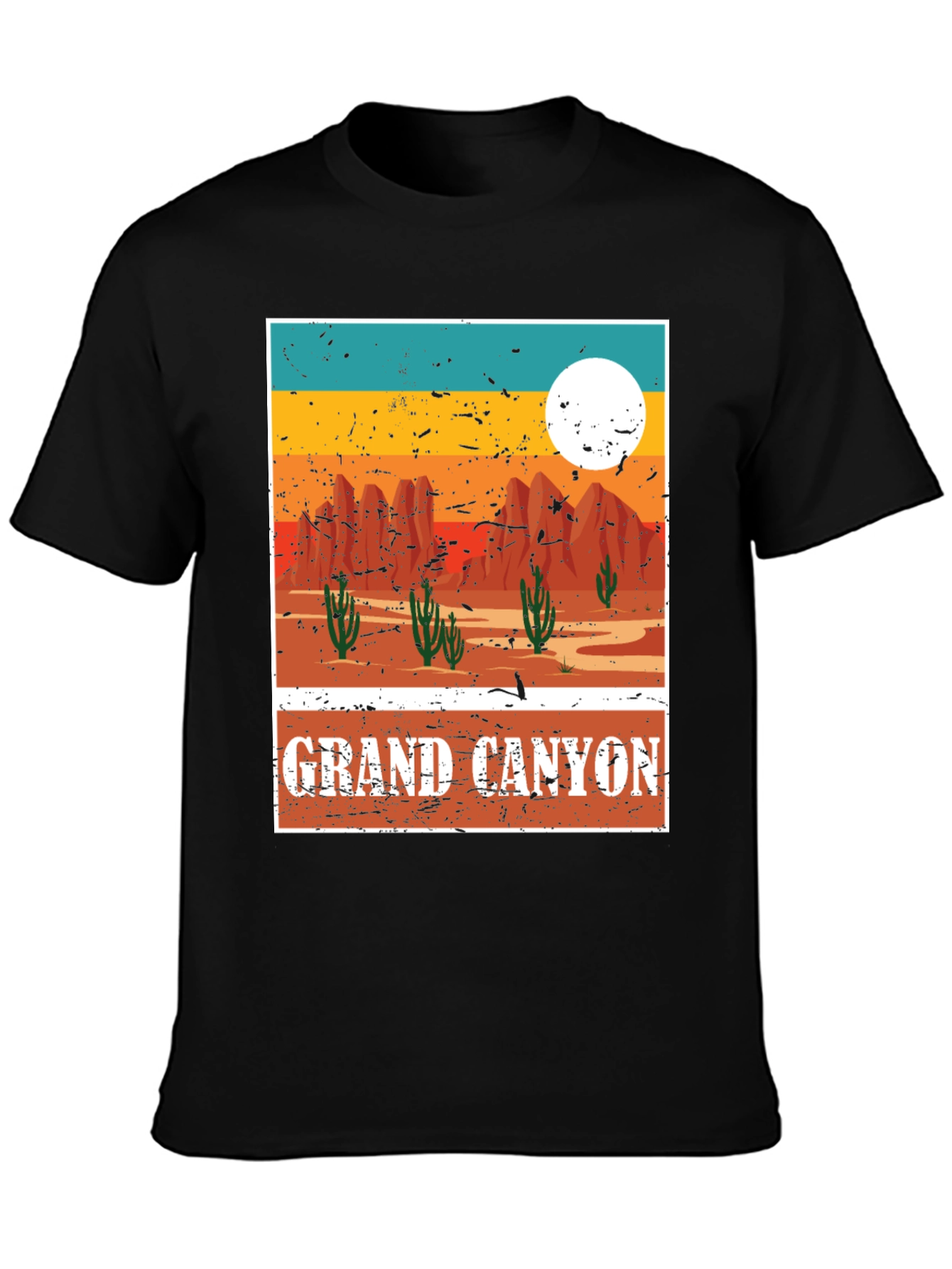 Black Grand Canyon Graphic Tee - Vintage Style Desert T-Shirt view 3