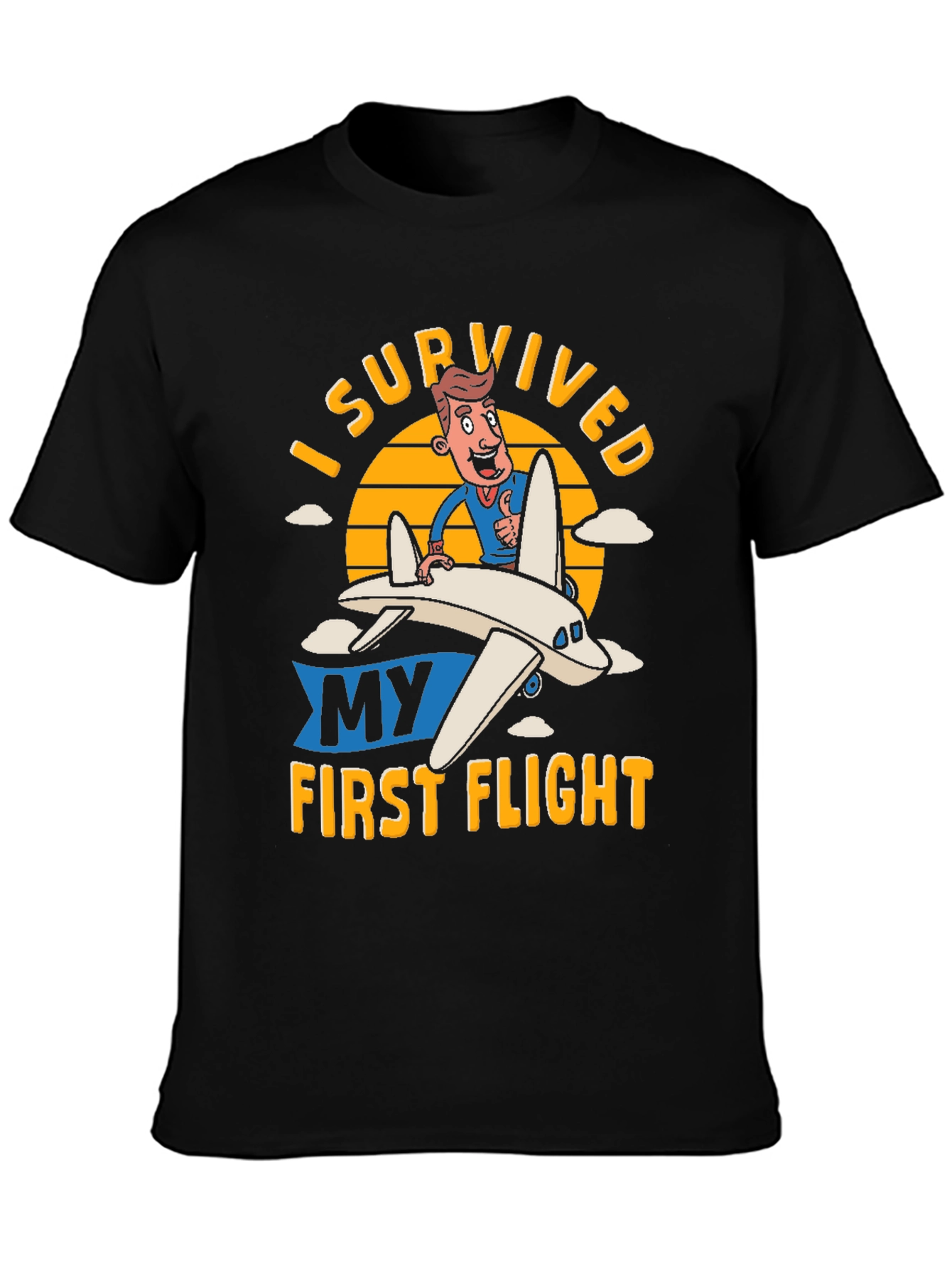 Black I Survived My First Flight T-Shirt view 3