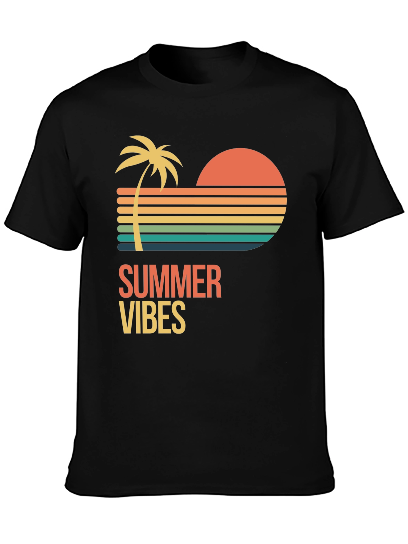 Black Summer Vibes Graphic T-Shirt - Black view 3