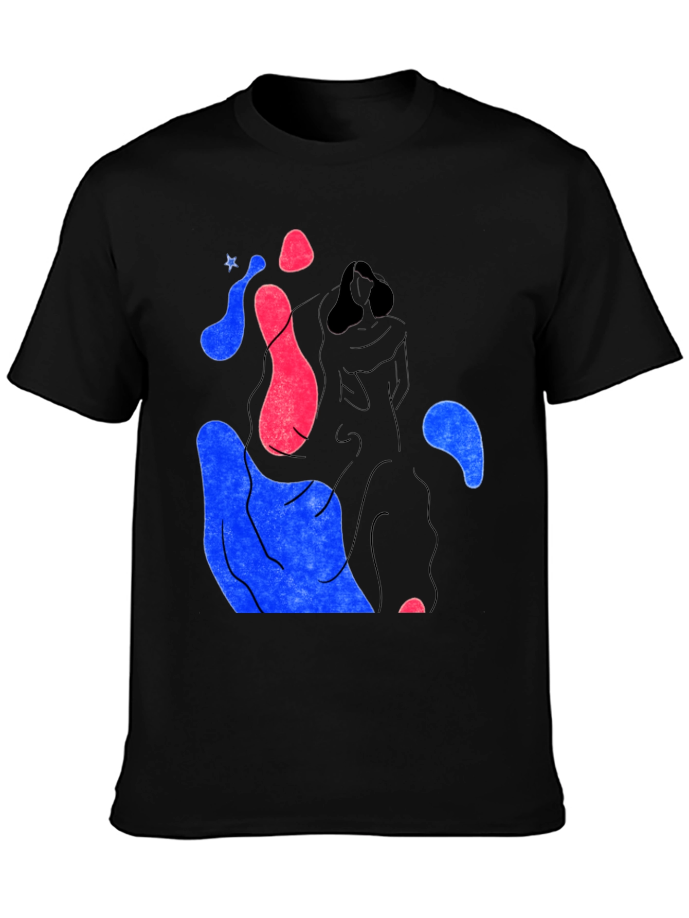 Black Abstract Graphic Print Crew Neck T-Shirt view 3