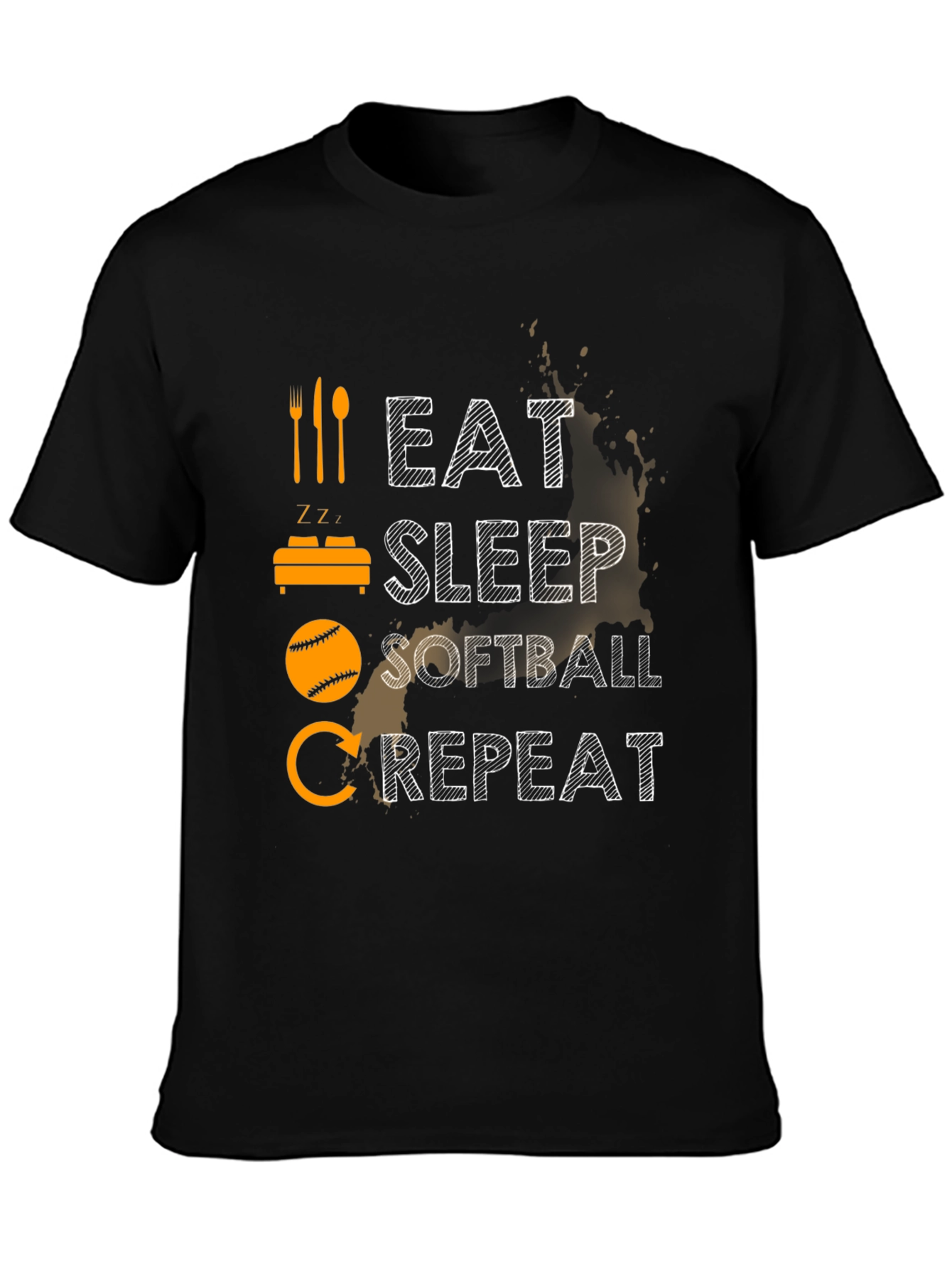 Black Eat Sleep Softball Repeat Graphic T-Shirt view 3