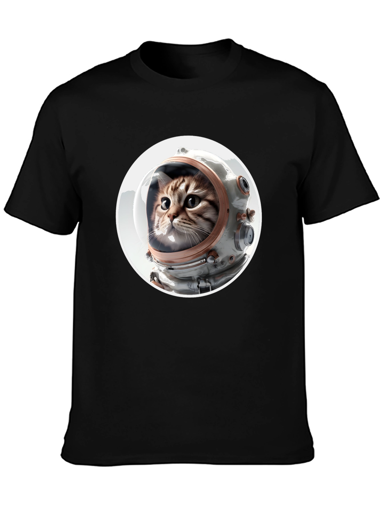 Black Astronaut Cat Graphic Tee - Unisex Black T-Shirt view 3
