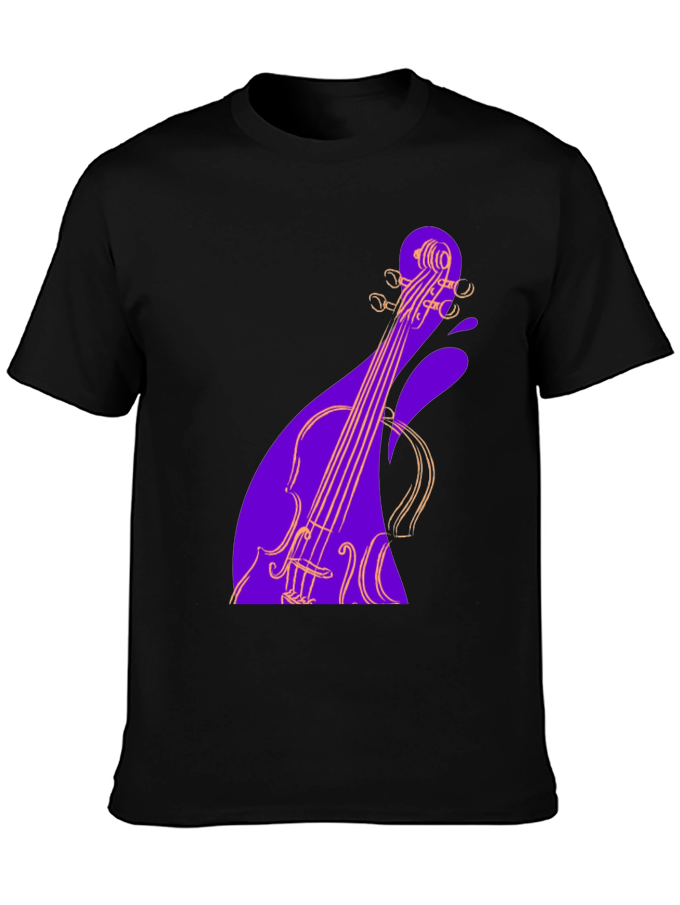 Black Abstract Violin Graphic Tee - Black view 3