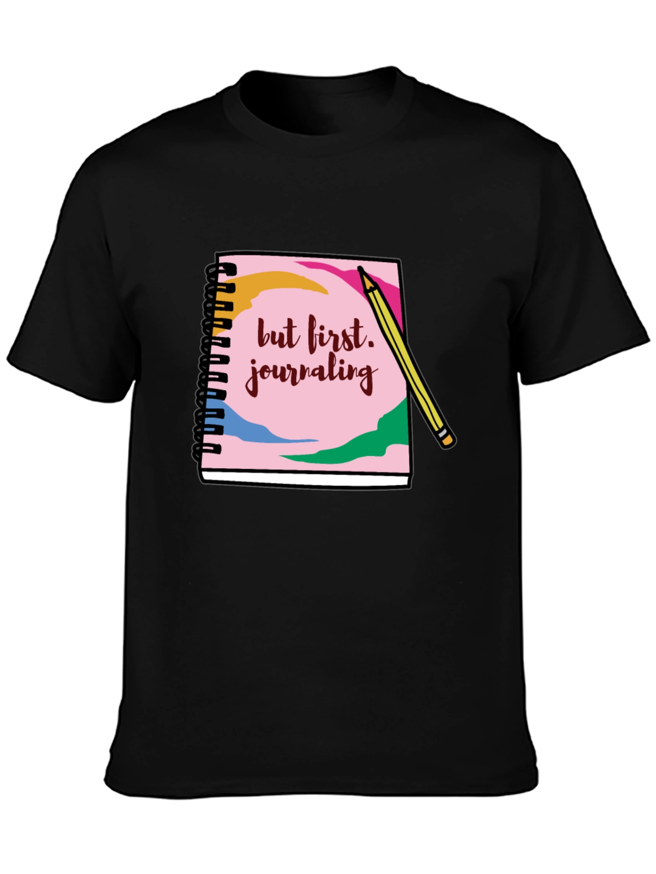 Black Journaling T-Shirt: But First, Journaling! view 3