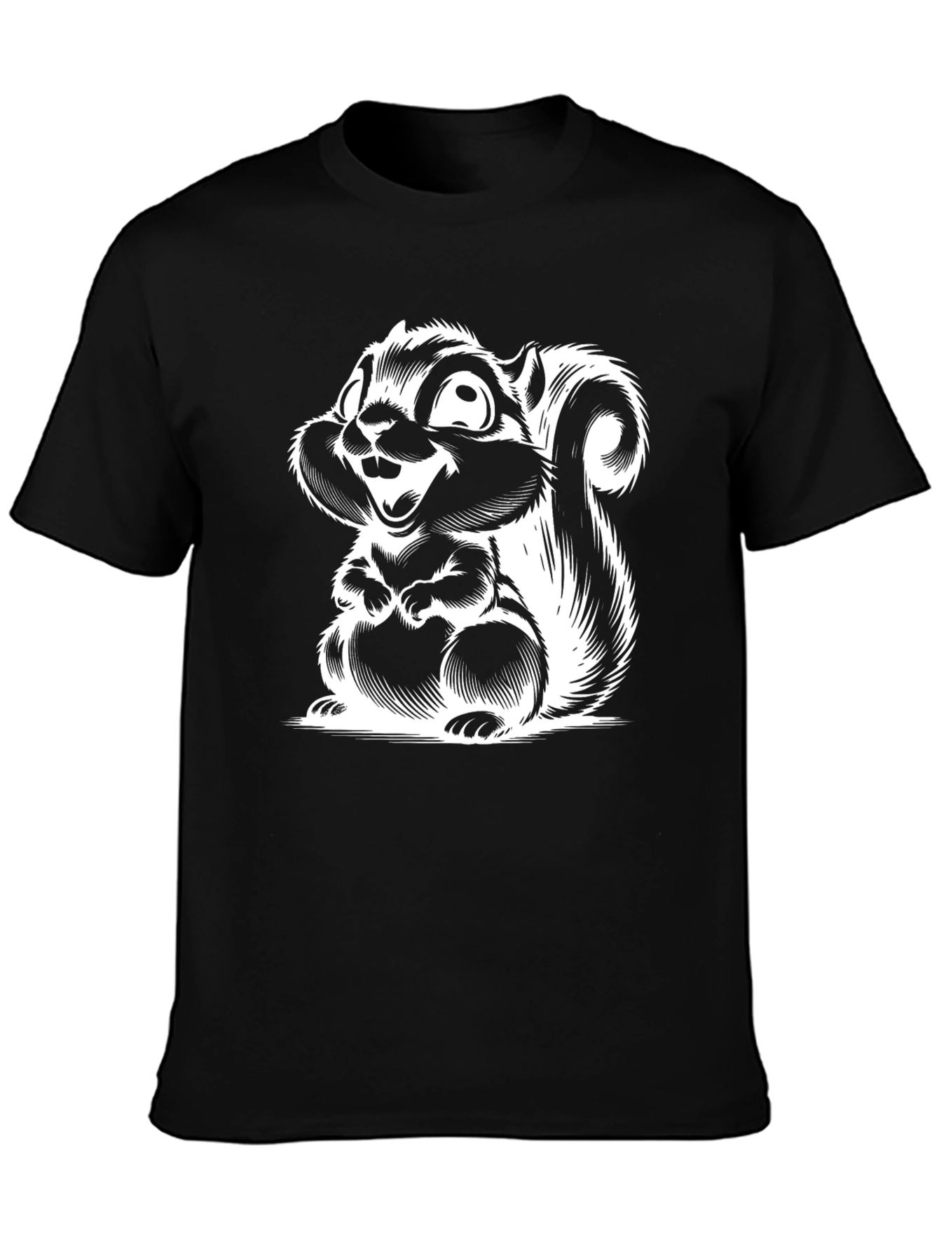 Black Squirrel Graphic Tee - Black Cotton T-Shirt view 3