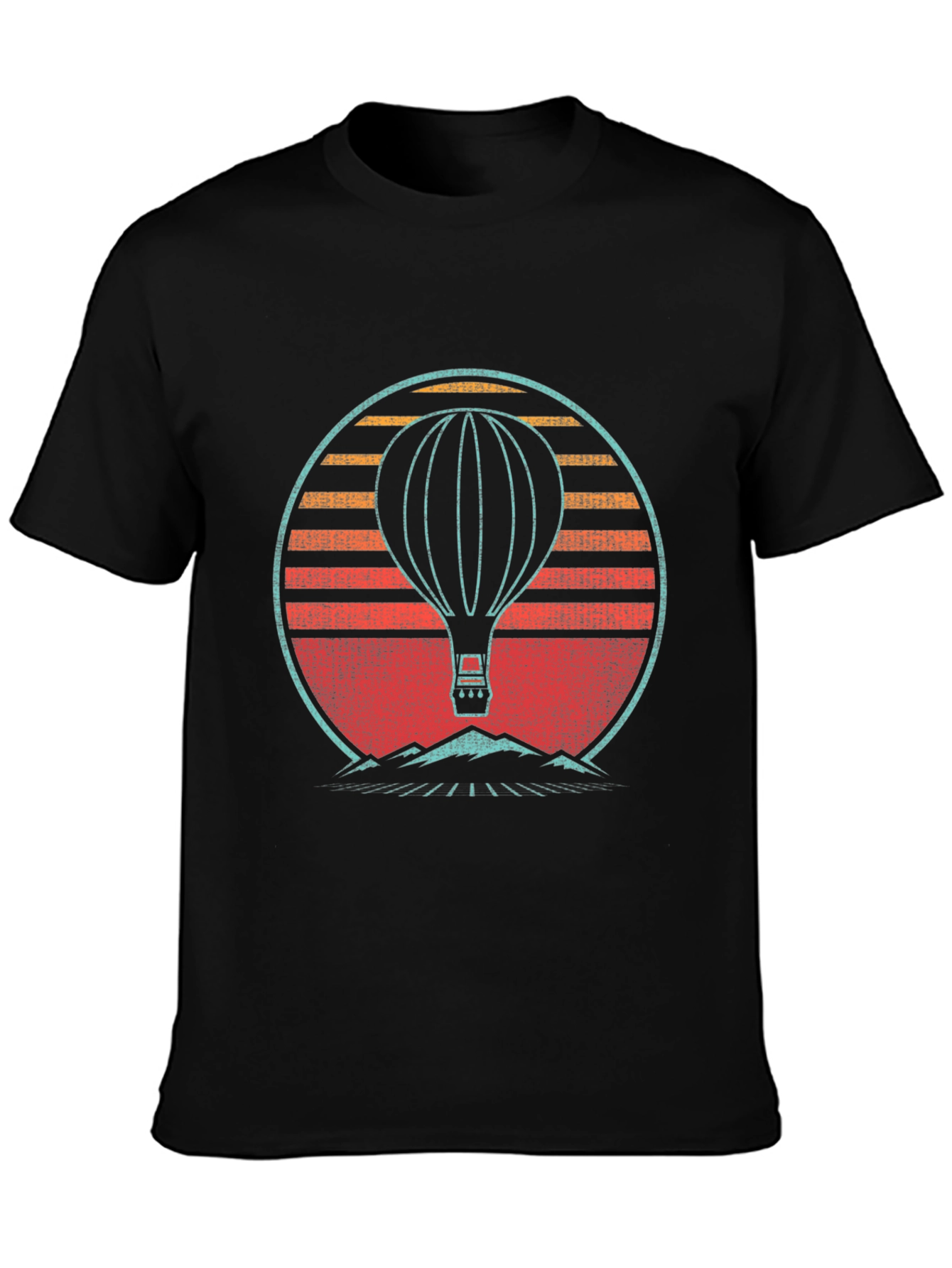 Black Retro Hot Air Balloon Graphic Tee view 3