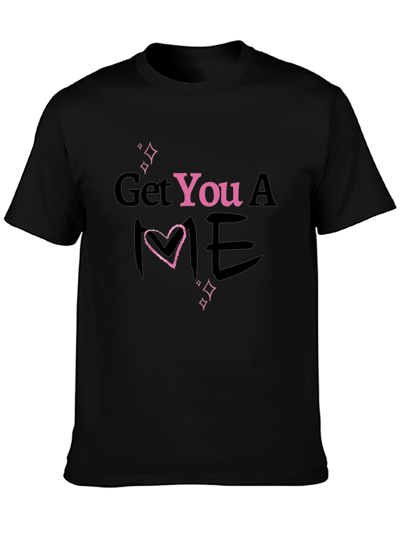 Black Get You A Me Heart T-Shirt - Trendy Graphic Tee view 3