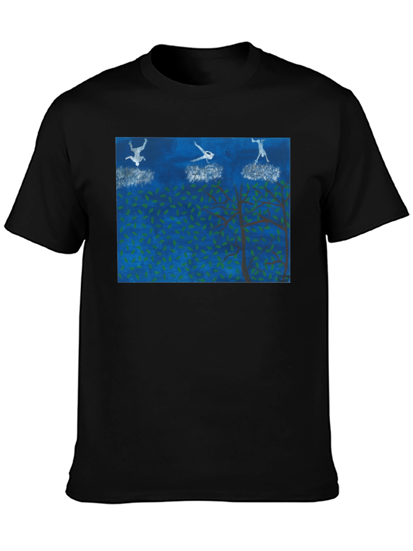 Black Surreal Skydiving Tee - Unique Art T-Shirt view 3