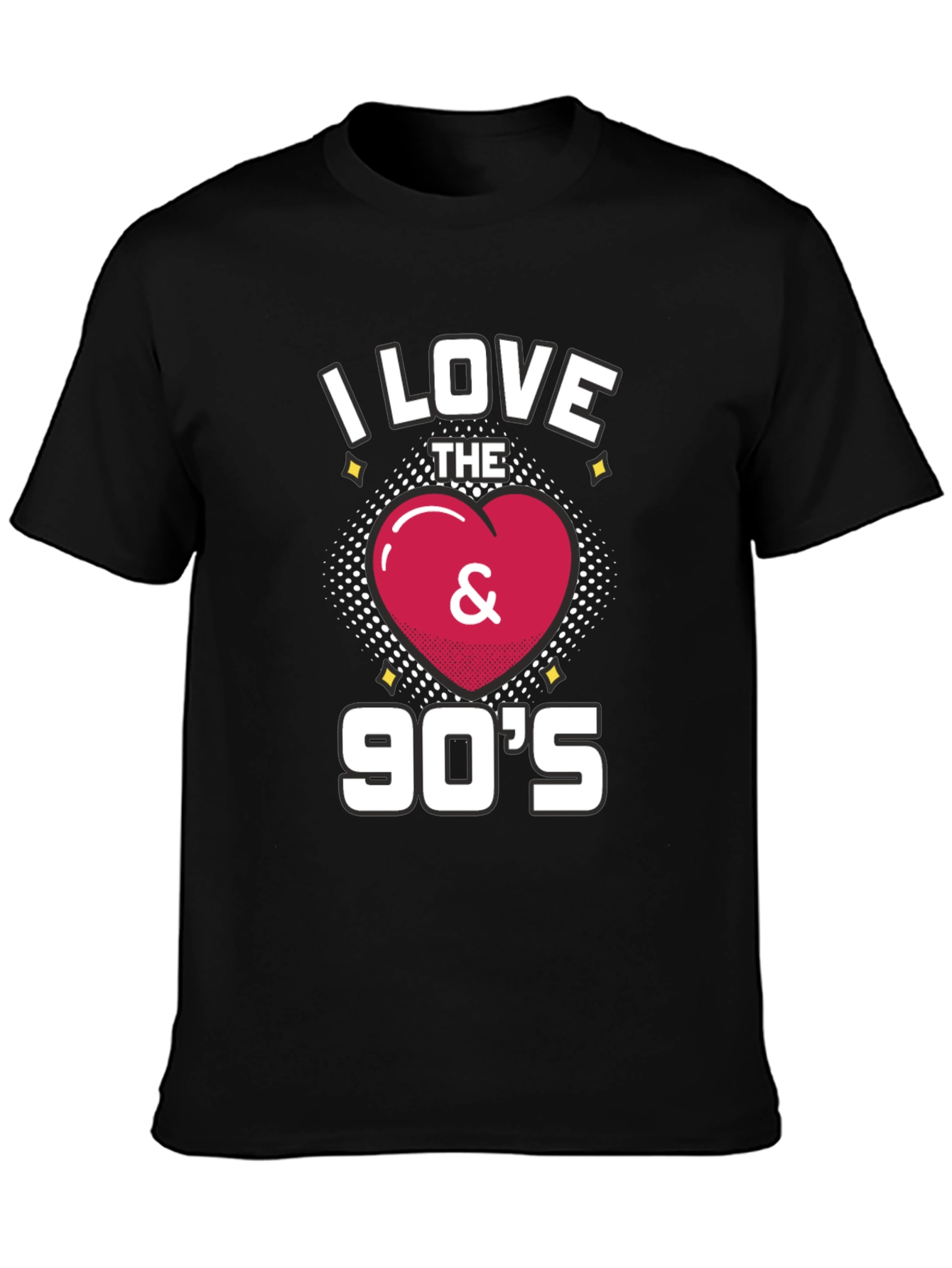 Black I Love the 90's Retro Graphic T-Shirt view 3