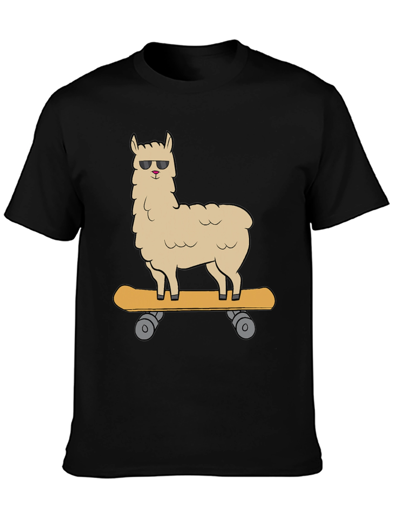 Black Cool Llama Skateboard Graphic Tee - Black view 3