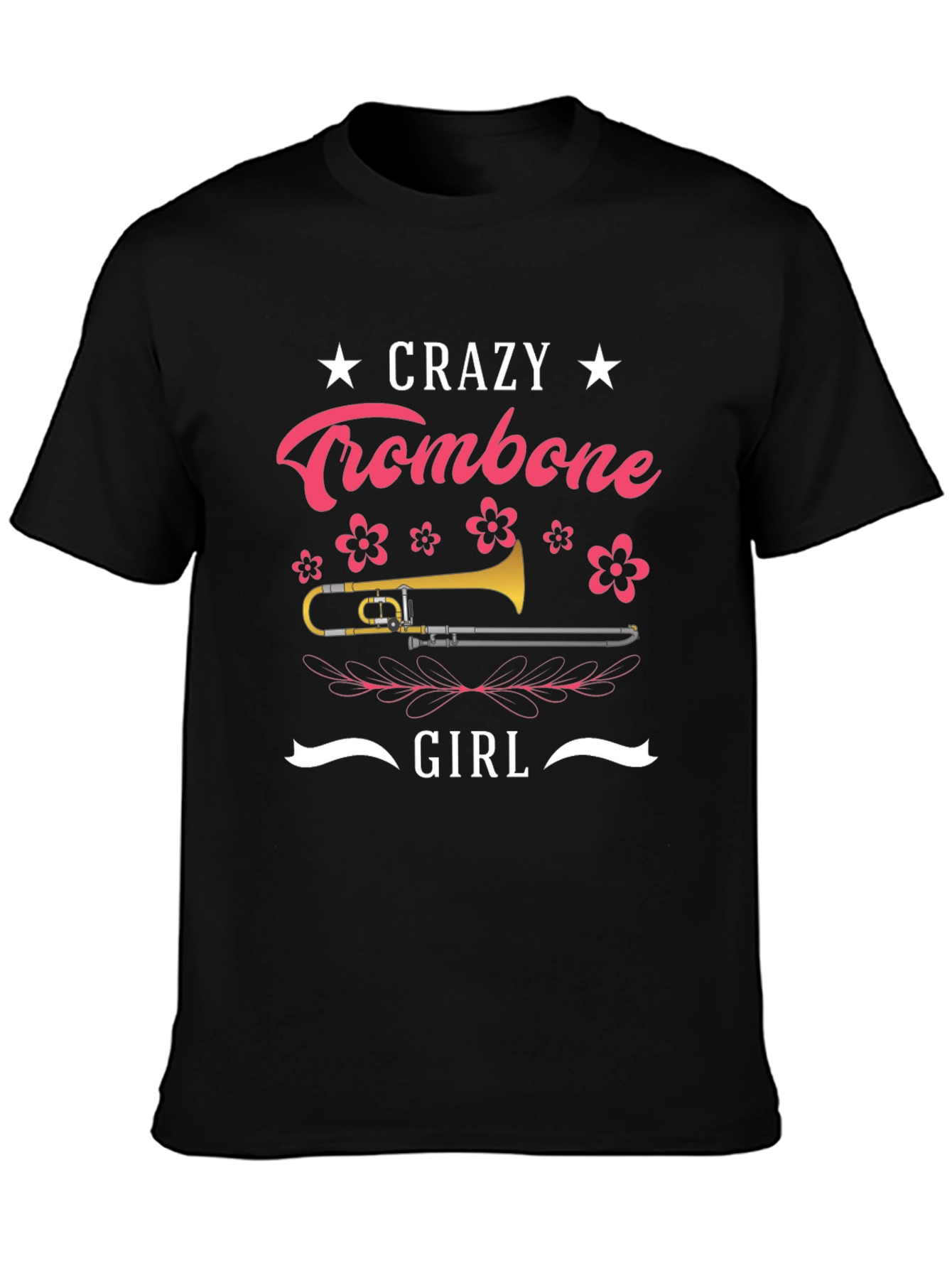 Crazy Trombone Girl Black T-Shirt - 3