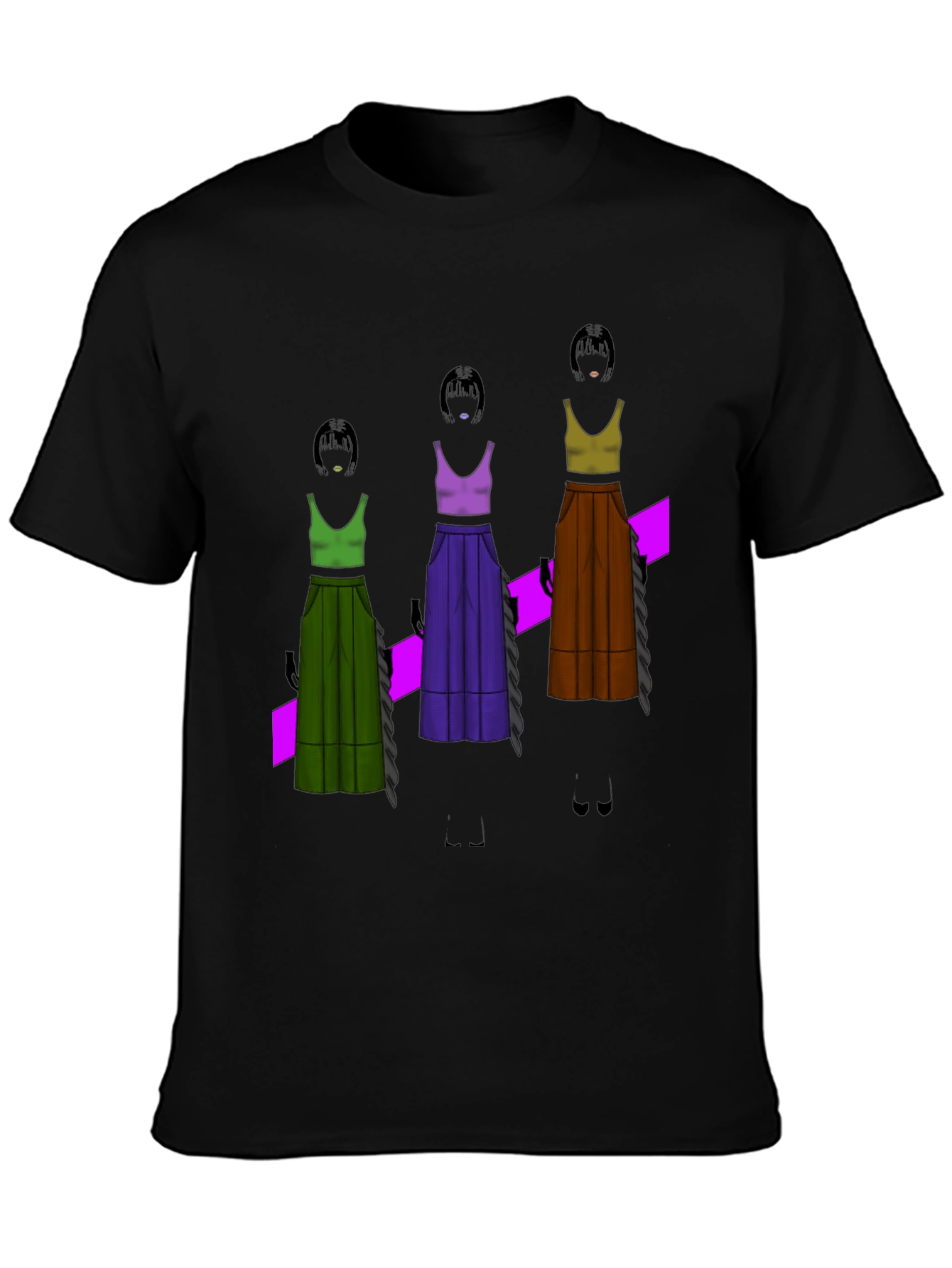 Black Unique Graphic T-Shirt - Fashion Illustration view 3
