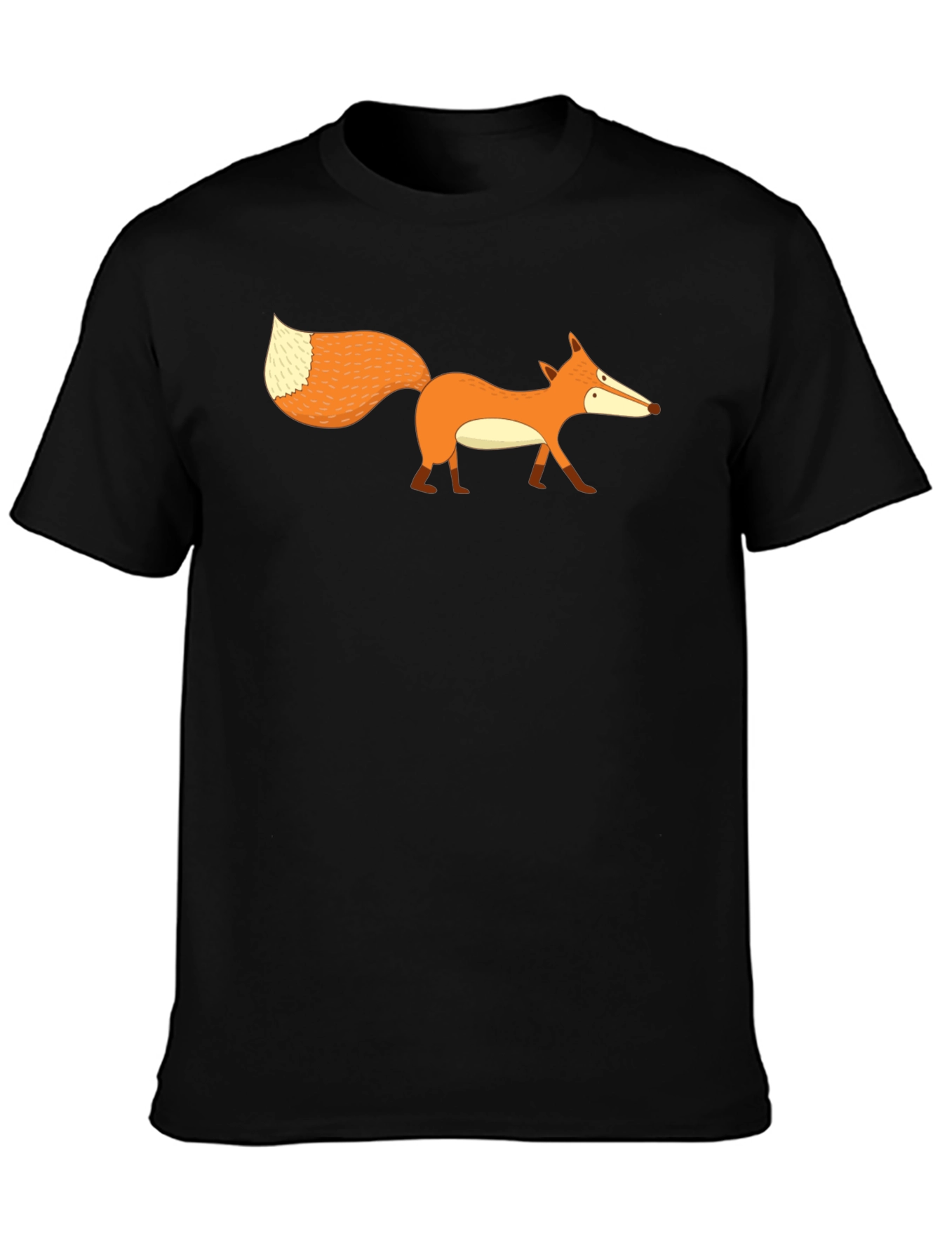 Black Cartoon Fox Graphic Print Men's Black T-Shirt view 3
