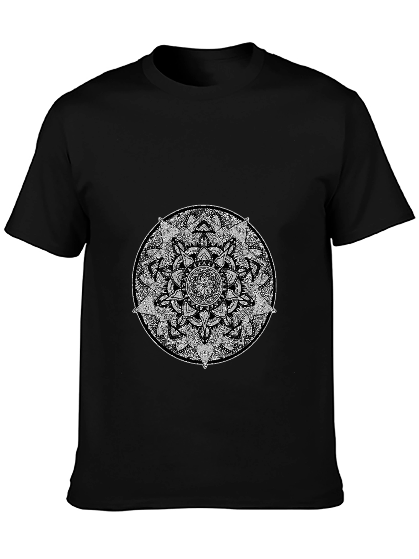 Men's Black T-Shirt with Mandala Graphic - 3