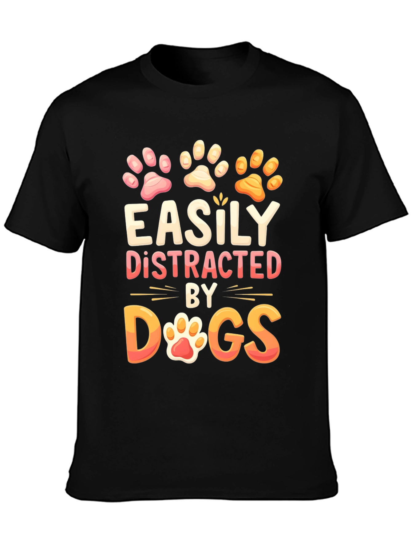 Black Easily Distracted by Dogs Graphic T-Shirt view 3