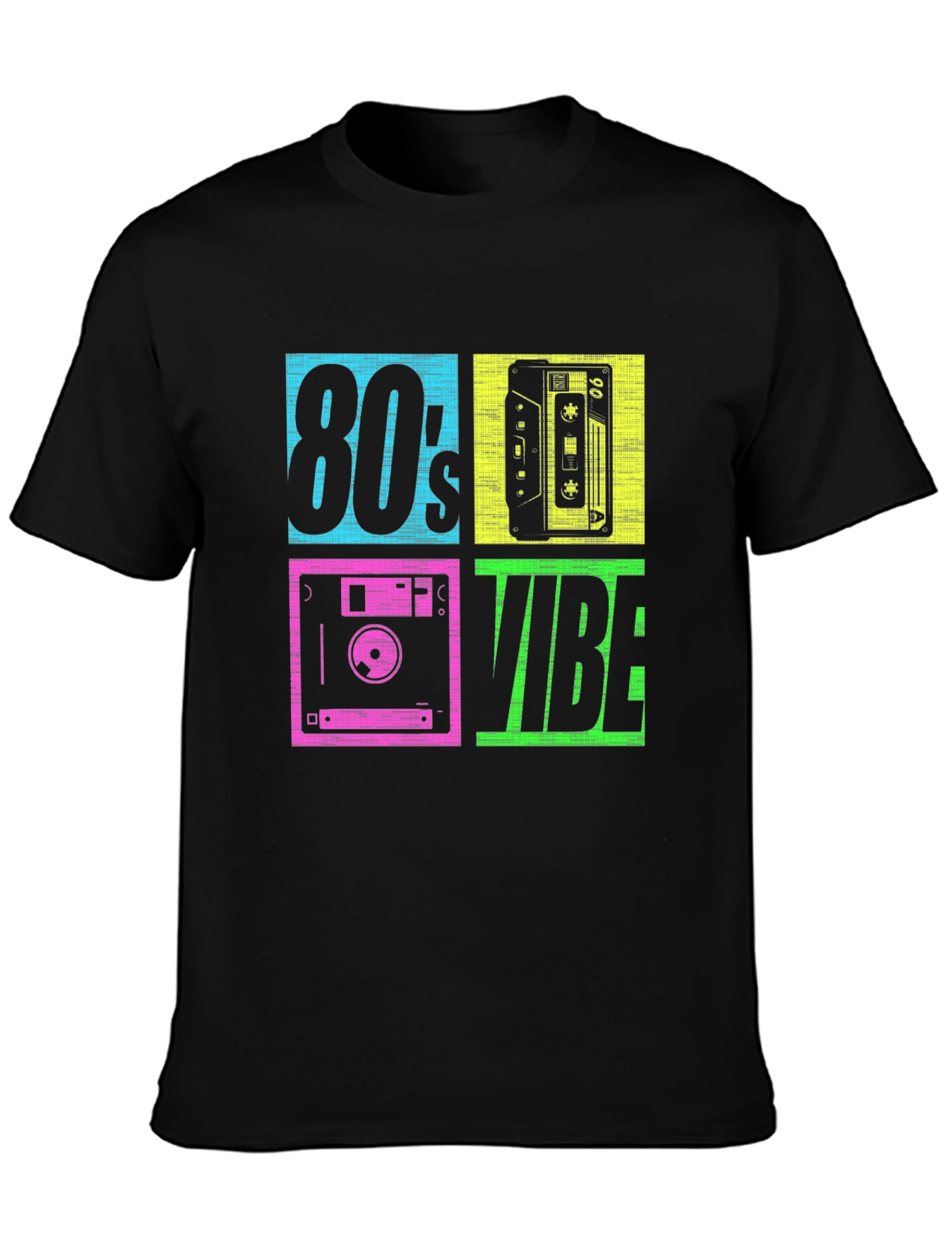 Black 80's Vibe Retro Graphic Tee view 3