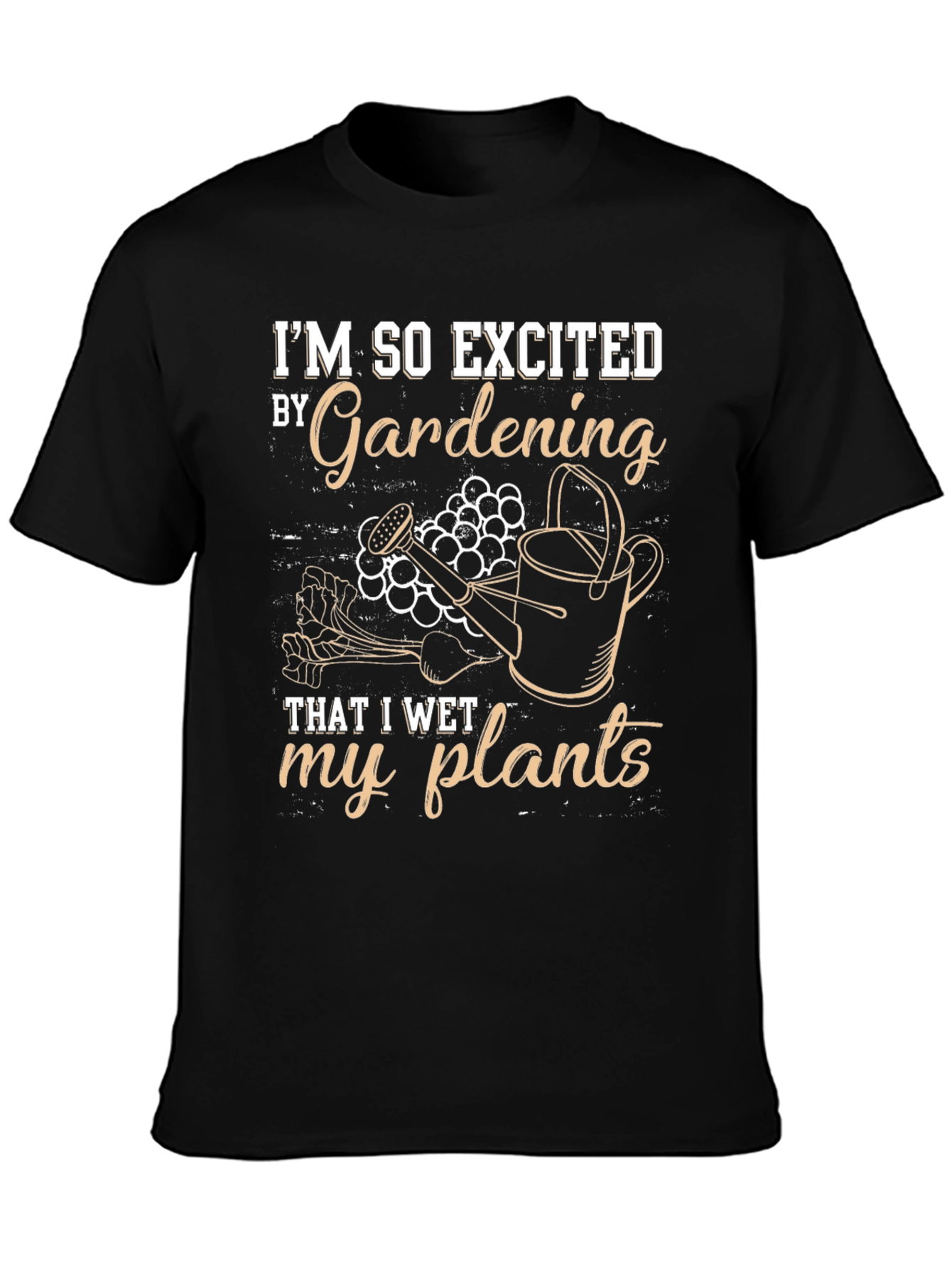 Black Gardening Humor T-Shirt: I Wet My Plants view 3