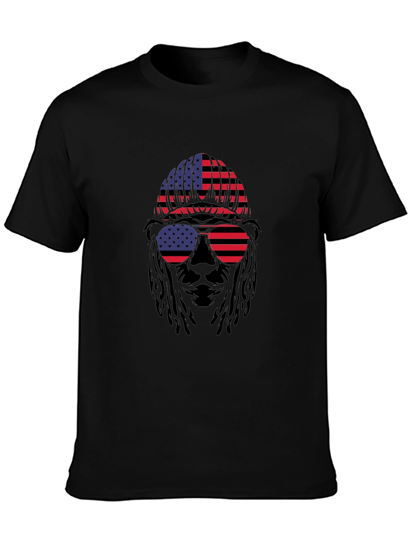 Black American Flag Bear T-Shirt view 3
