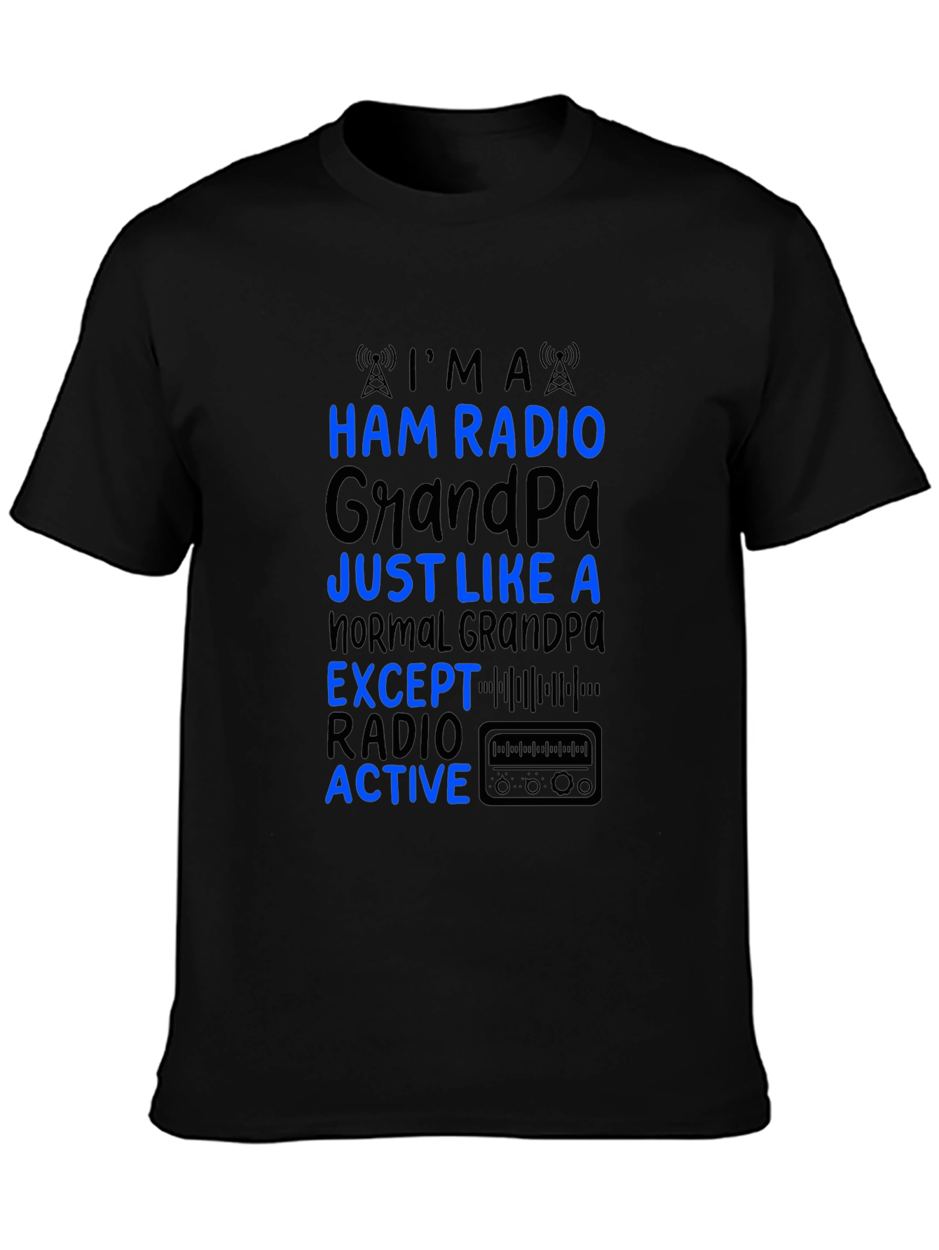 Black Ham Radio Grandpa T-Shirt - Active Radio Lover view 3