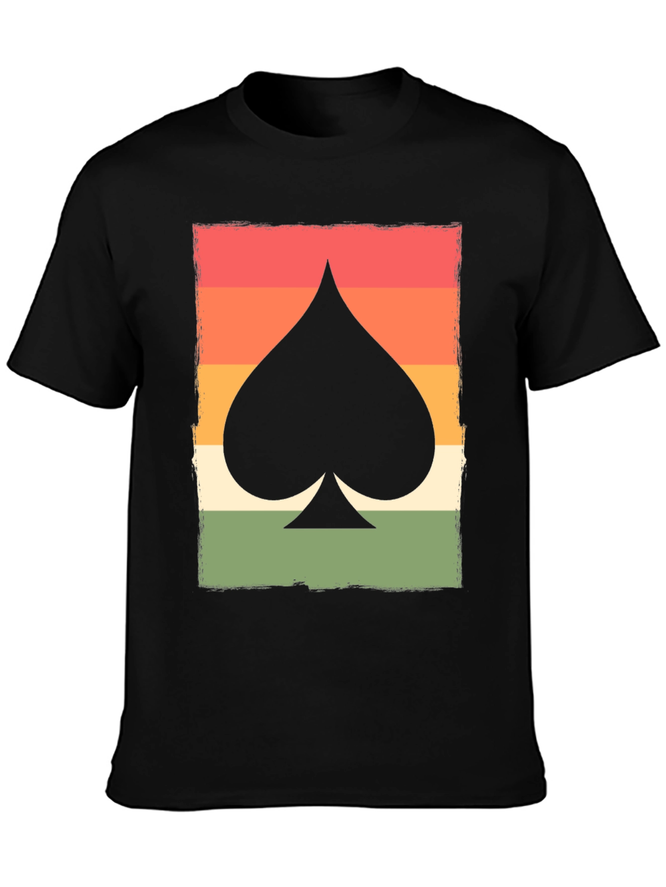 Black Retro Spade Card Graphic T-Shirt - Unisex view 3