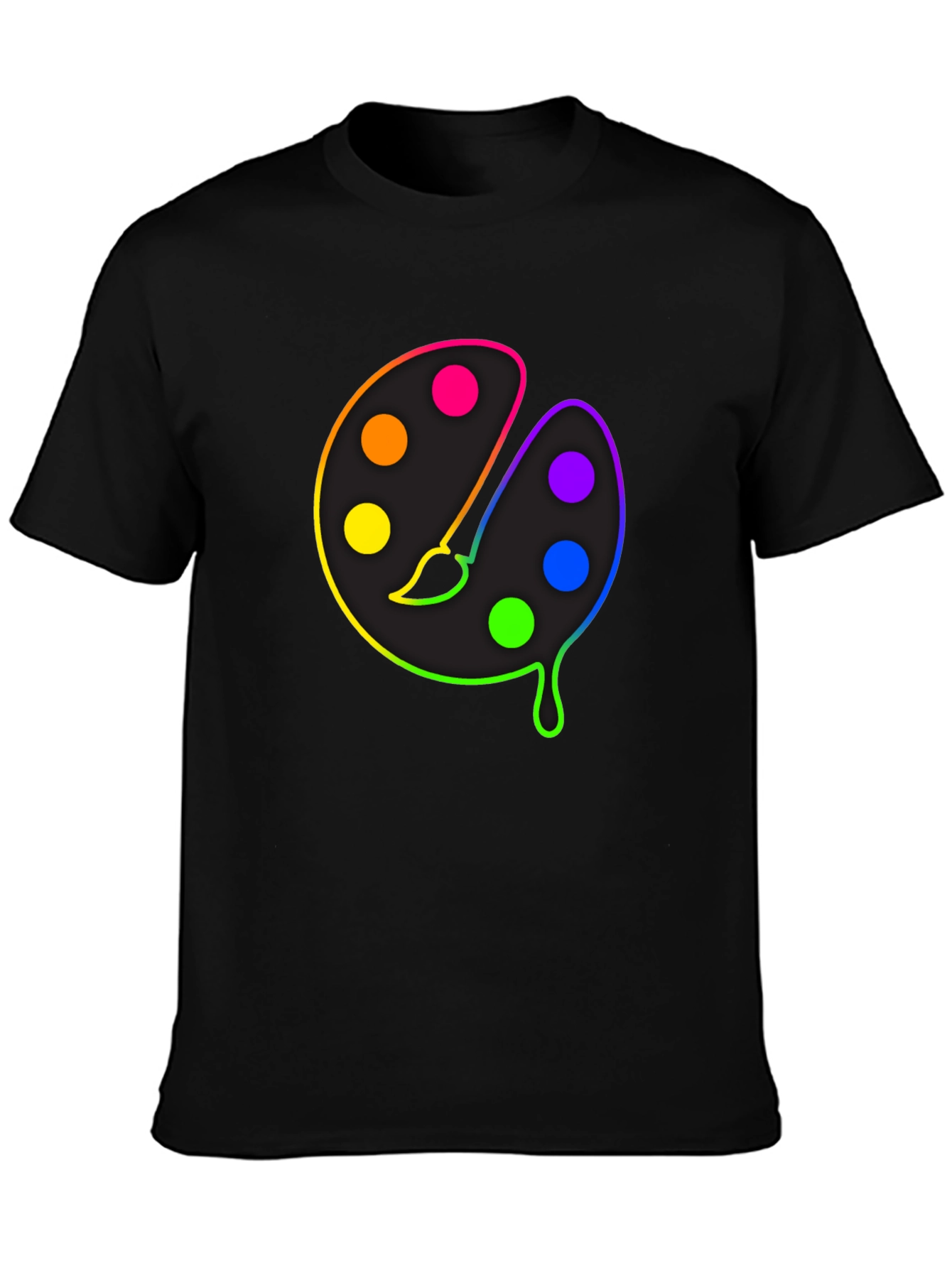 Black Rainbow Paint Palette Graphic Tee - Artist T-Shirt view 3