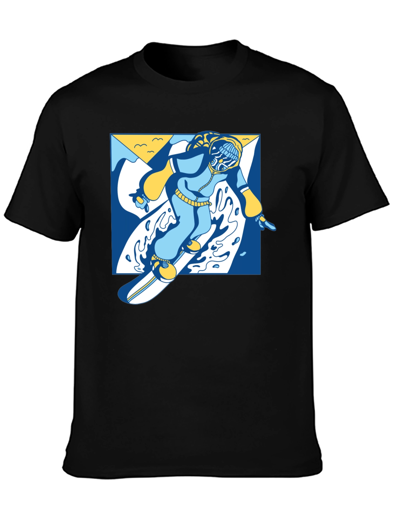 Black Cool Snowboarder Graphic T-Shirt view 3