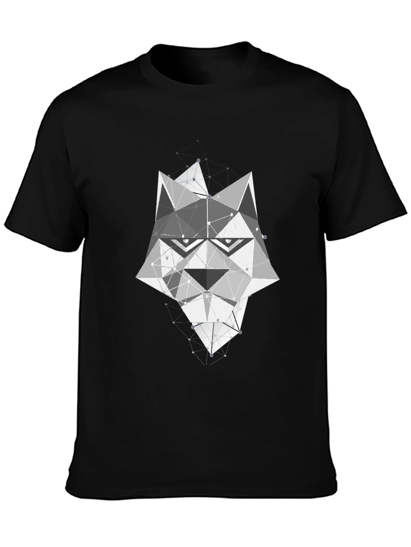 Black Geometric Wolf Graphic T-Shirt view 3