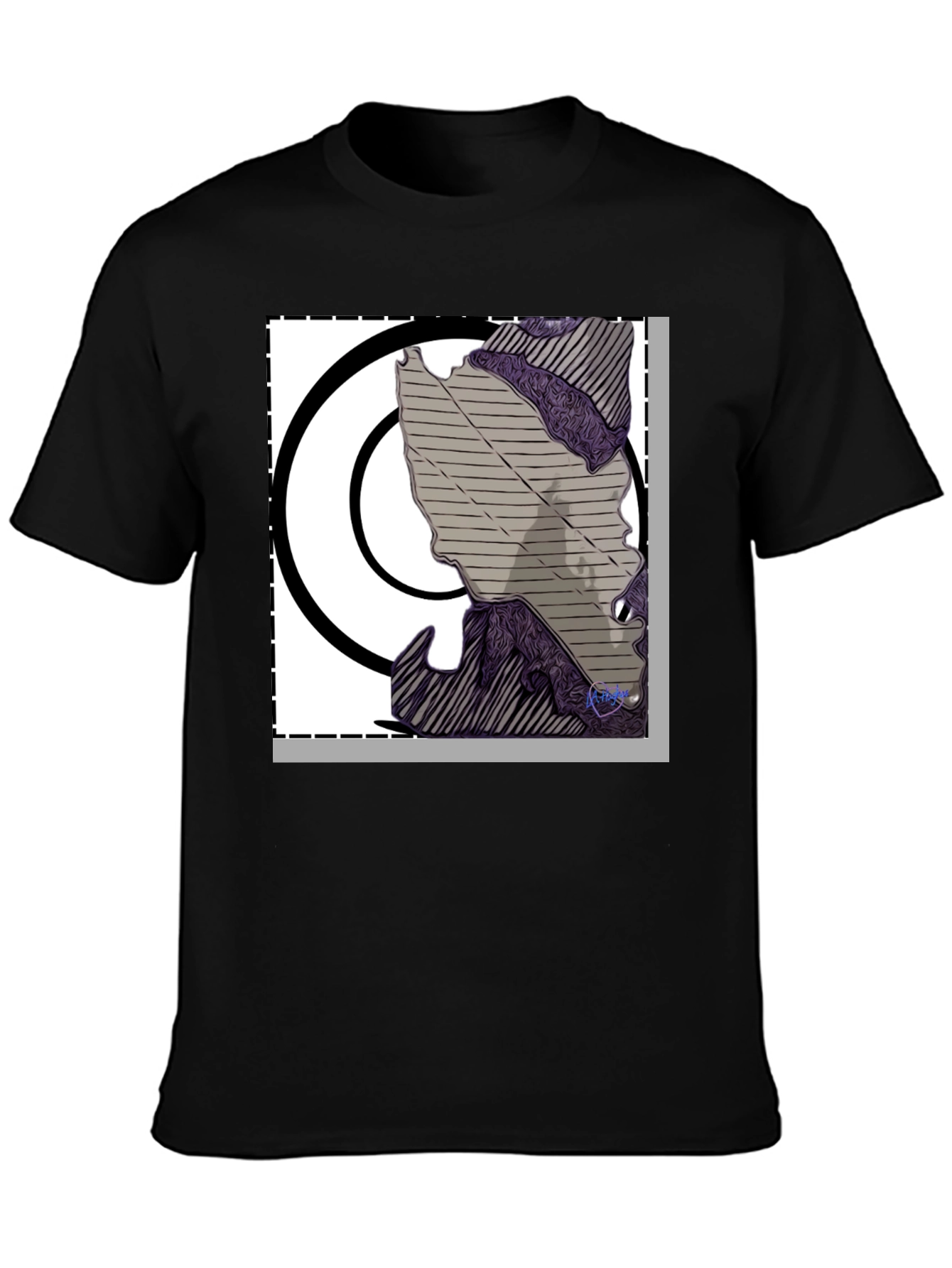 Black Abstract Graphic Print Black T-Shirt view 3