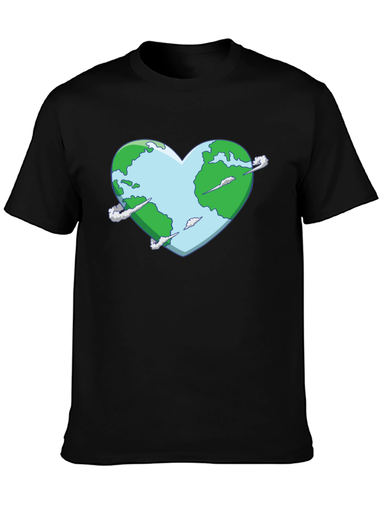 Black Earth Heart Graphic Tee - Black Cotton T-Shirt view 3