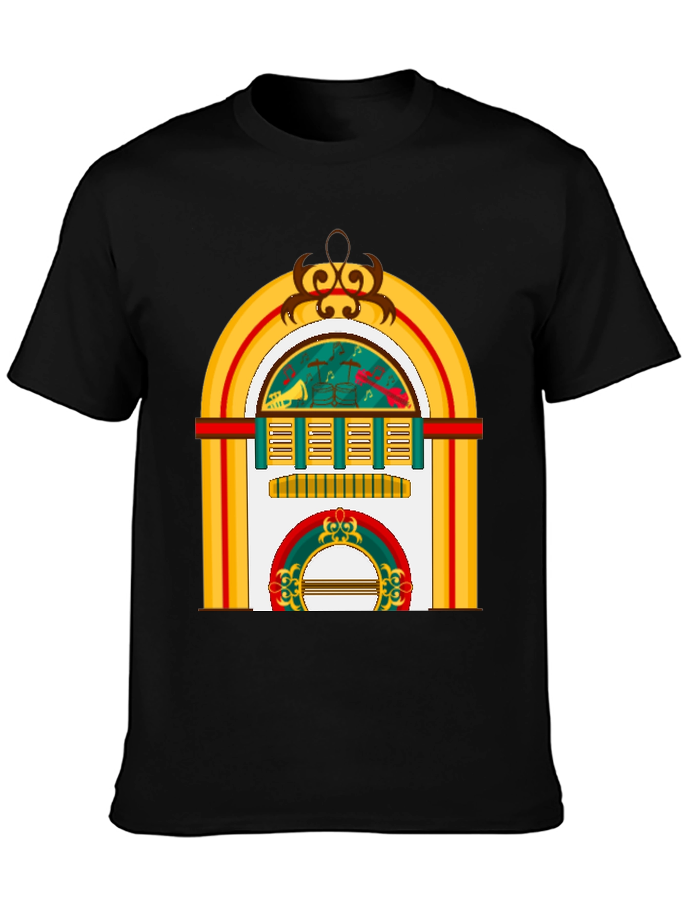 Black Retro Jukebox Graphic Tee - Musical Style view 3