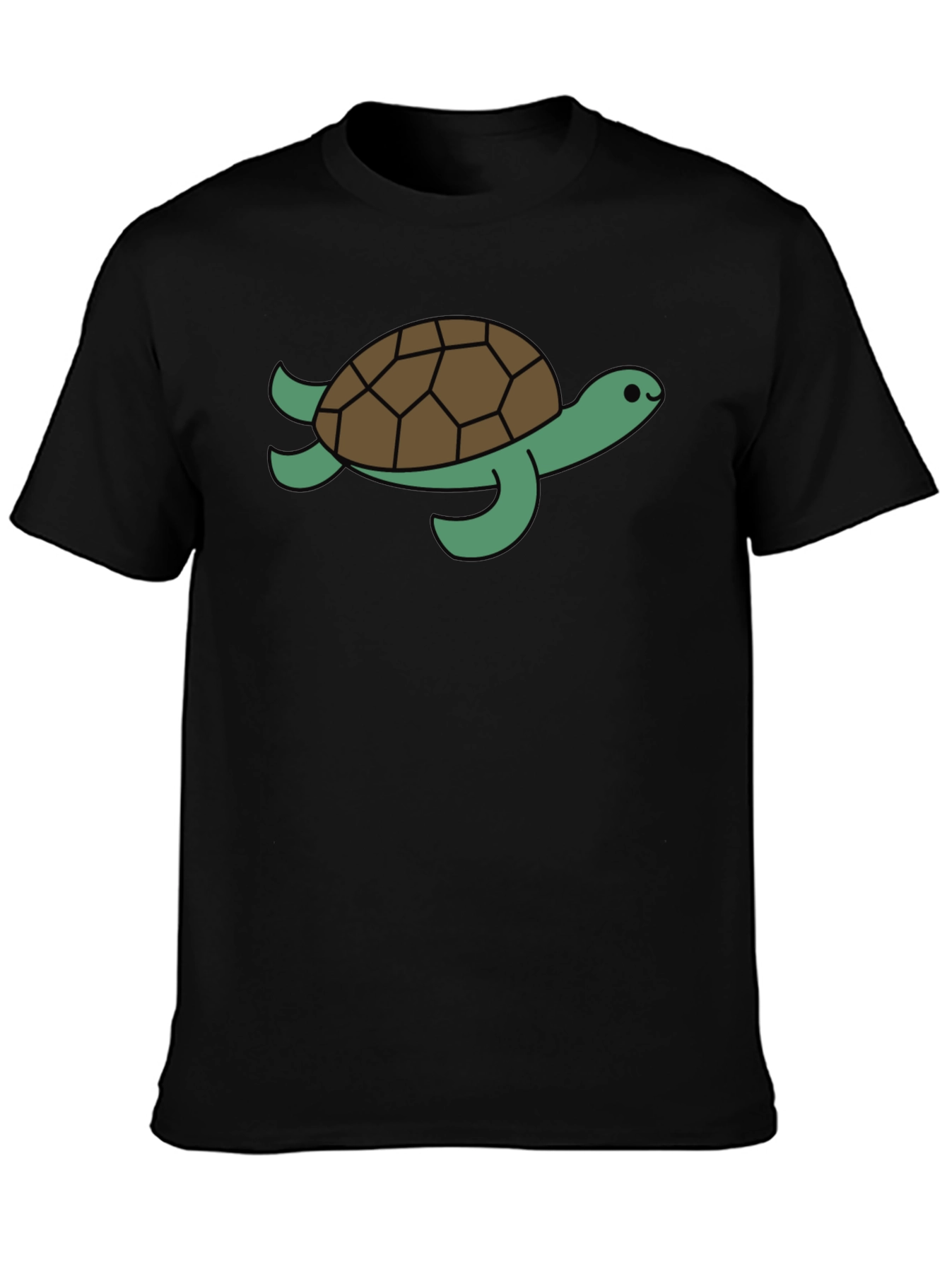 Black Sea Turtle Graphic Tee - Black Cotton T-Shirt view 3