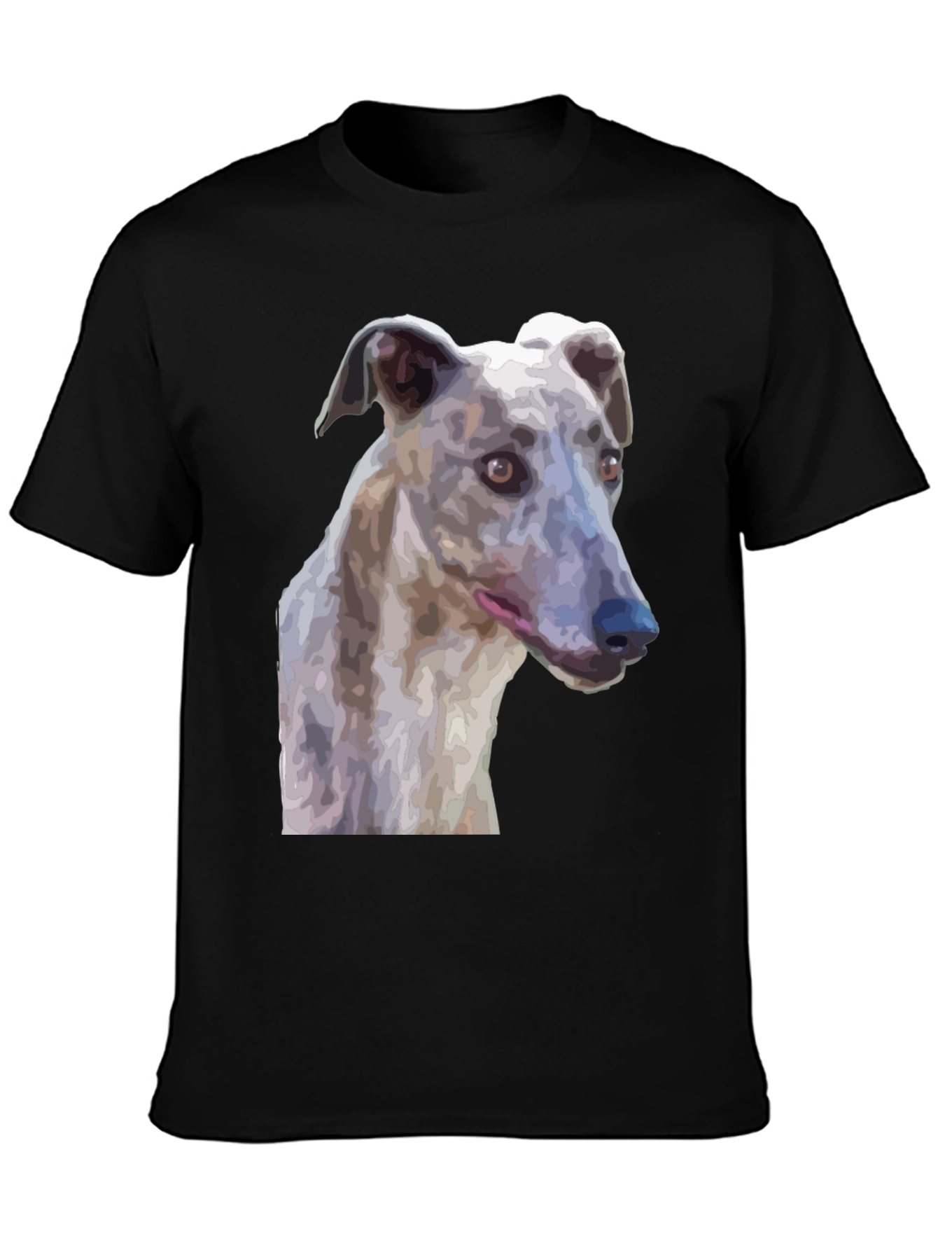 Black Greyhound Dog Graphic T-Shirt - Unisex Black Tee view 3