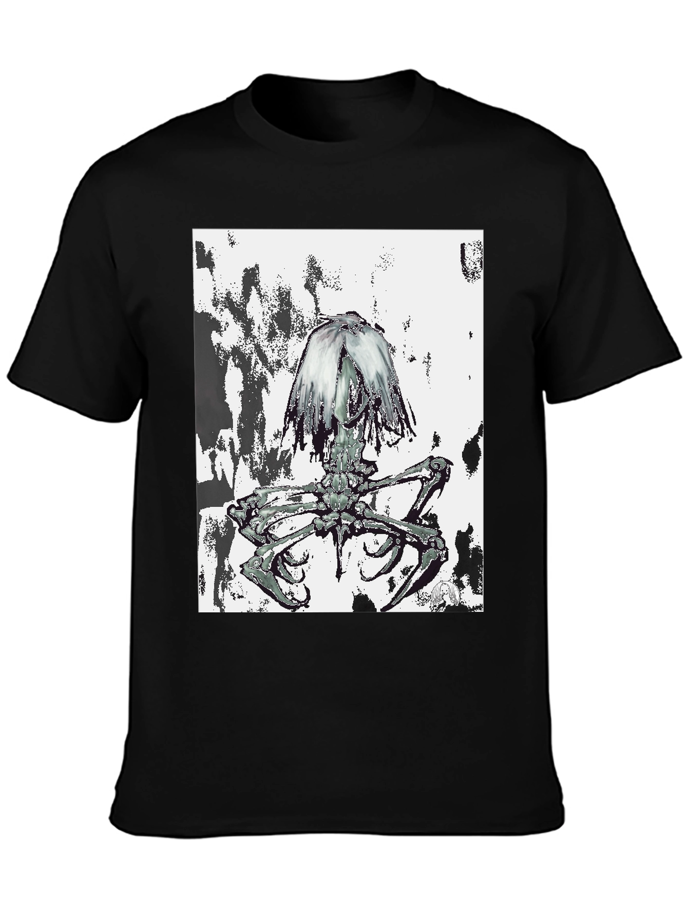 Black Unique Graphic Tee - Black Cotton Blend view 3