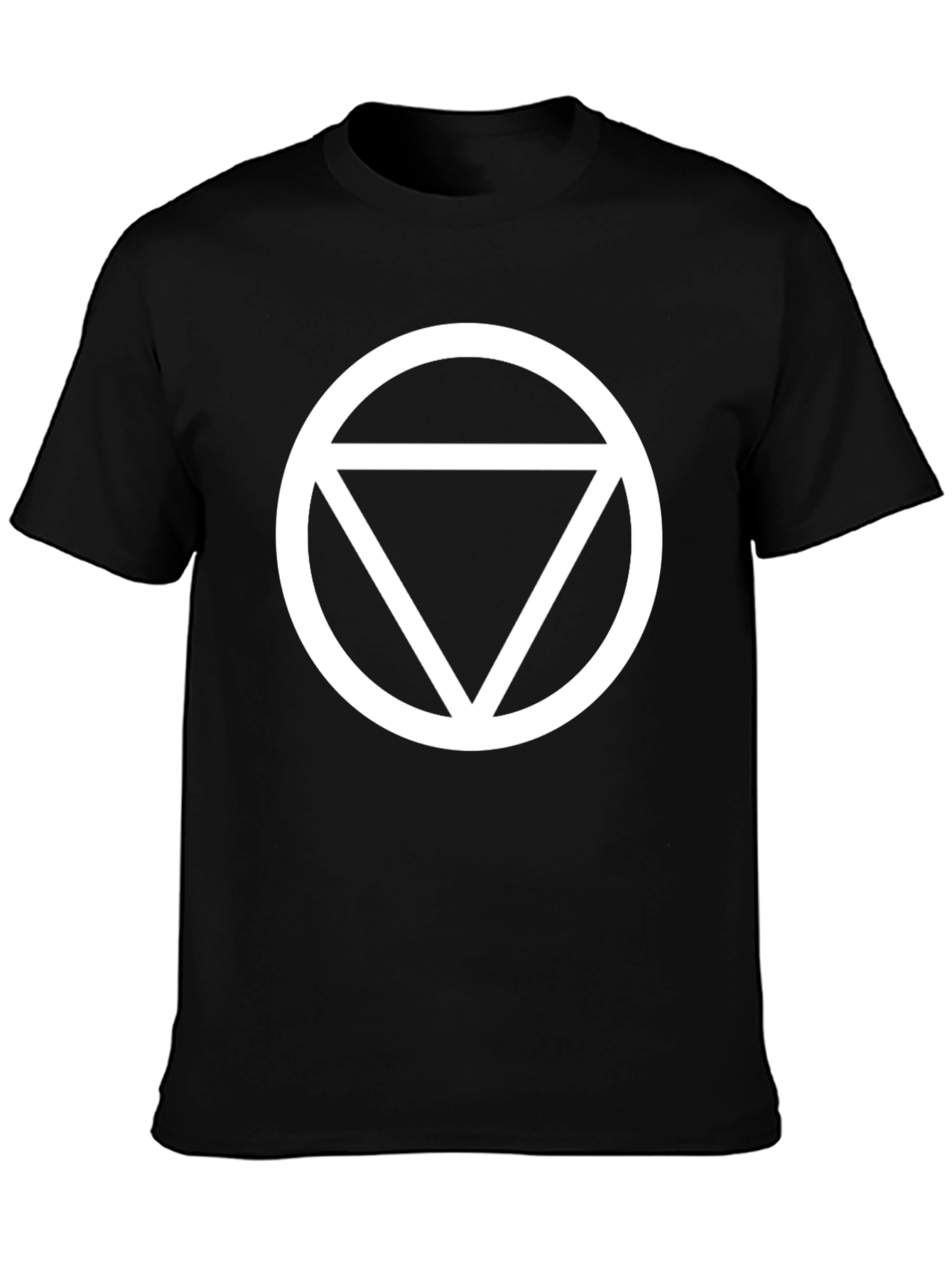 Black Geometric Circle Triangle Graphic Tee - Black Cotton T-Shirt view 3