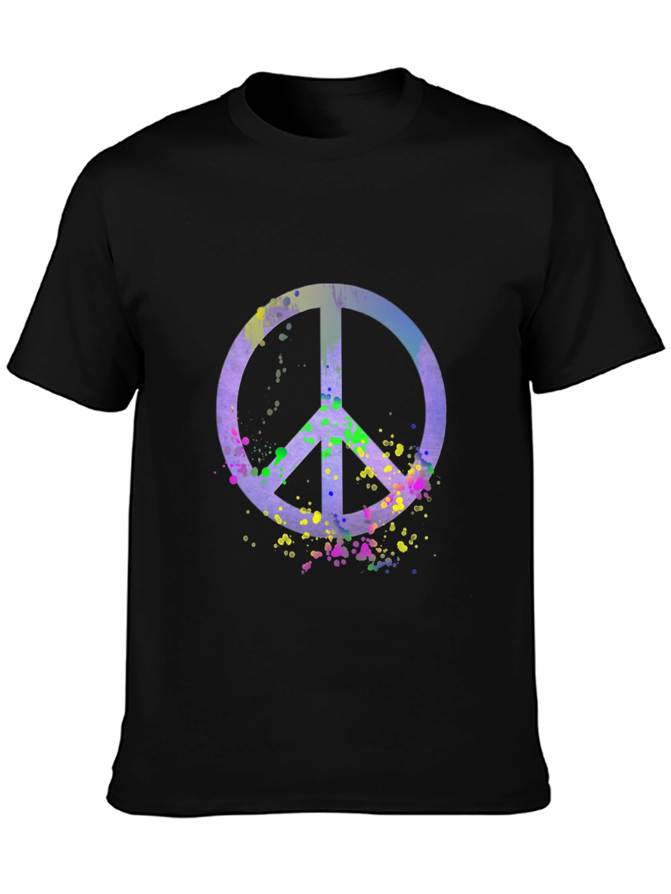 Black Peace Sign Watercolor Graphic Tee - Black view 3