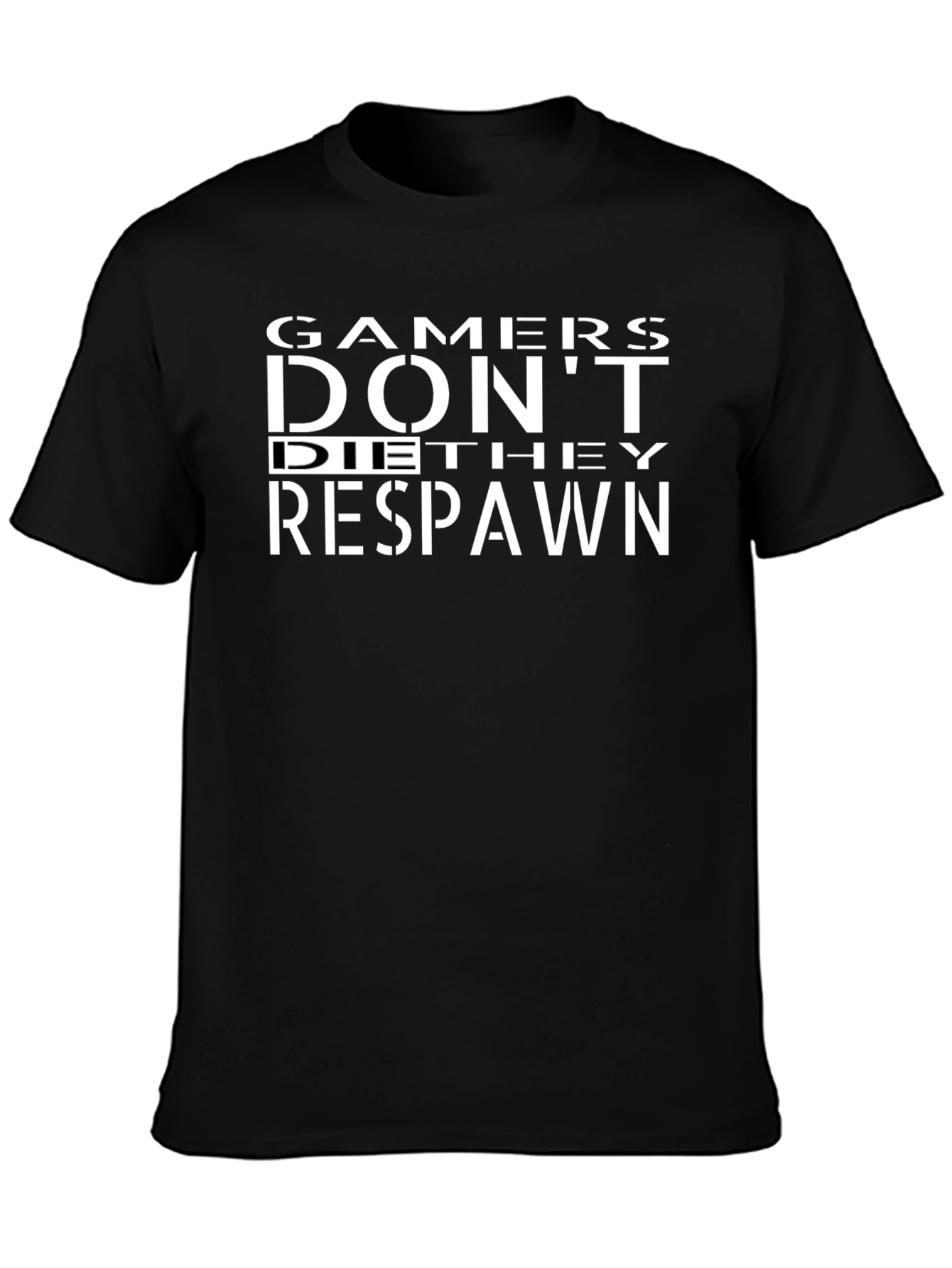 Black Gamers Don't Die They Respawn Black T-Shirt view 3