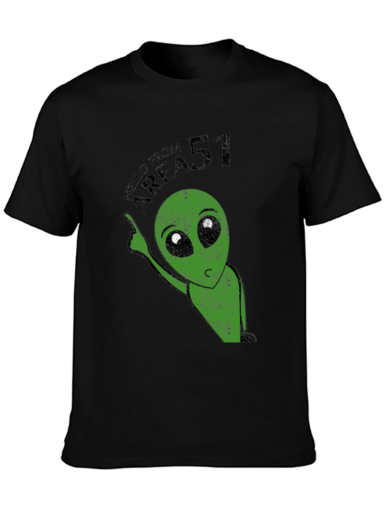 Black Area 51 Alien Graphic Print Black T-Shirt view 3