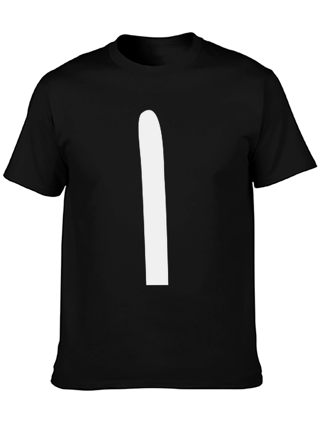 Black T-Shirt with White Stripe - 3