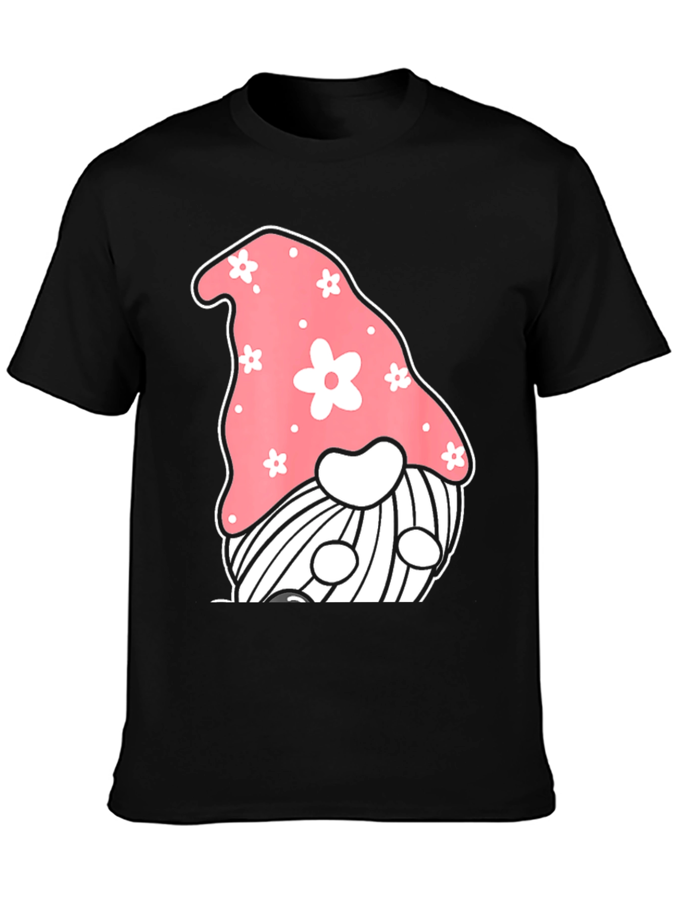 Black Cute Gnome Graphic T-Shirt - Black view 3