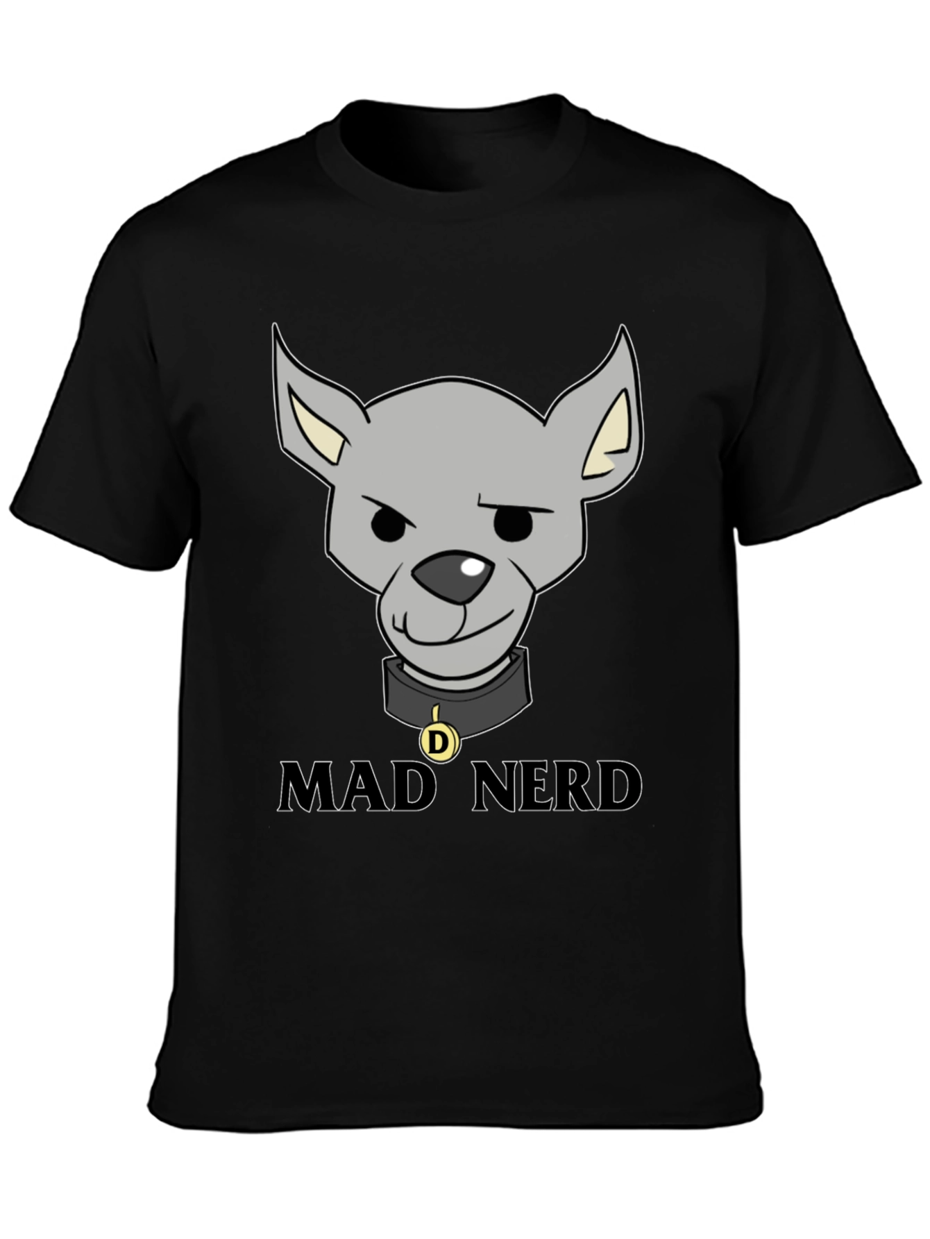 Black Mad Nerd Dog T-Shirt, Funny Geek Tee view 3