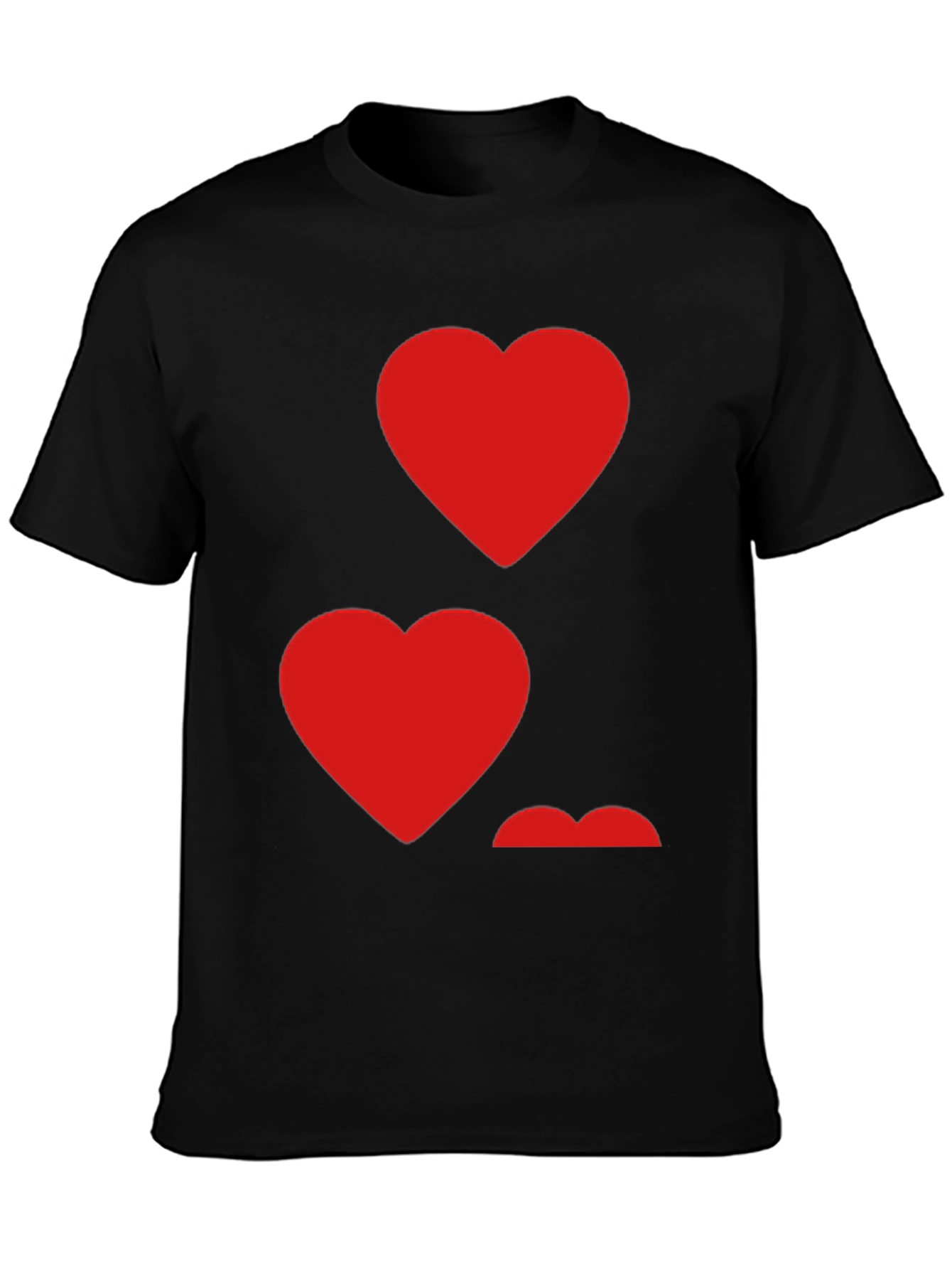Black Heart Pattern Crew Neck Men's T-Shirt view 3