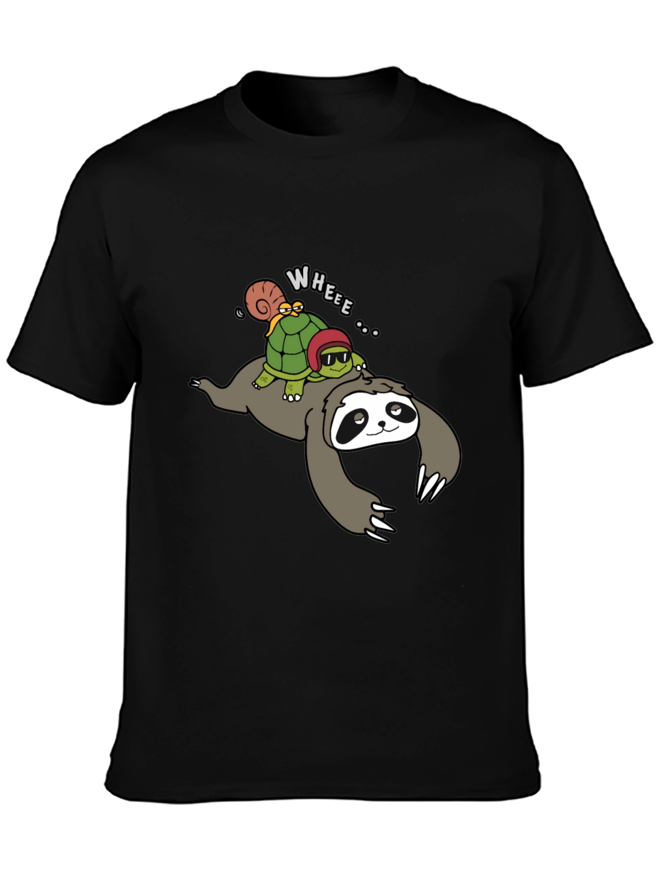 Black Sloth & Turtle Fun T-Shirt view 3