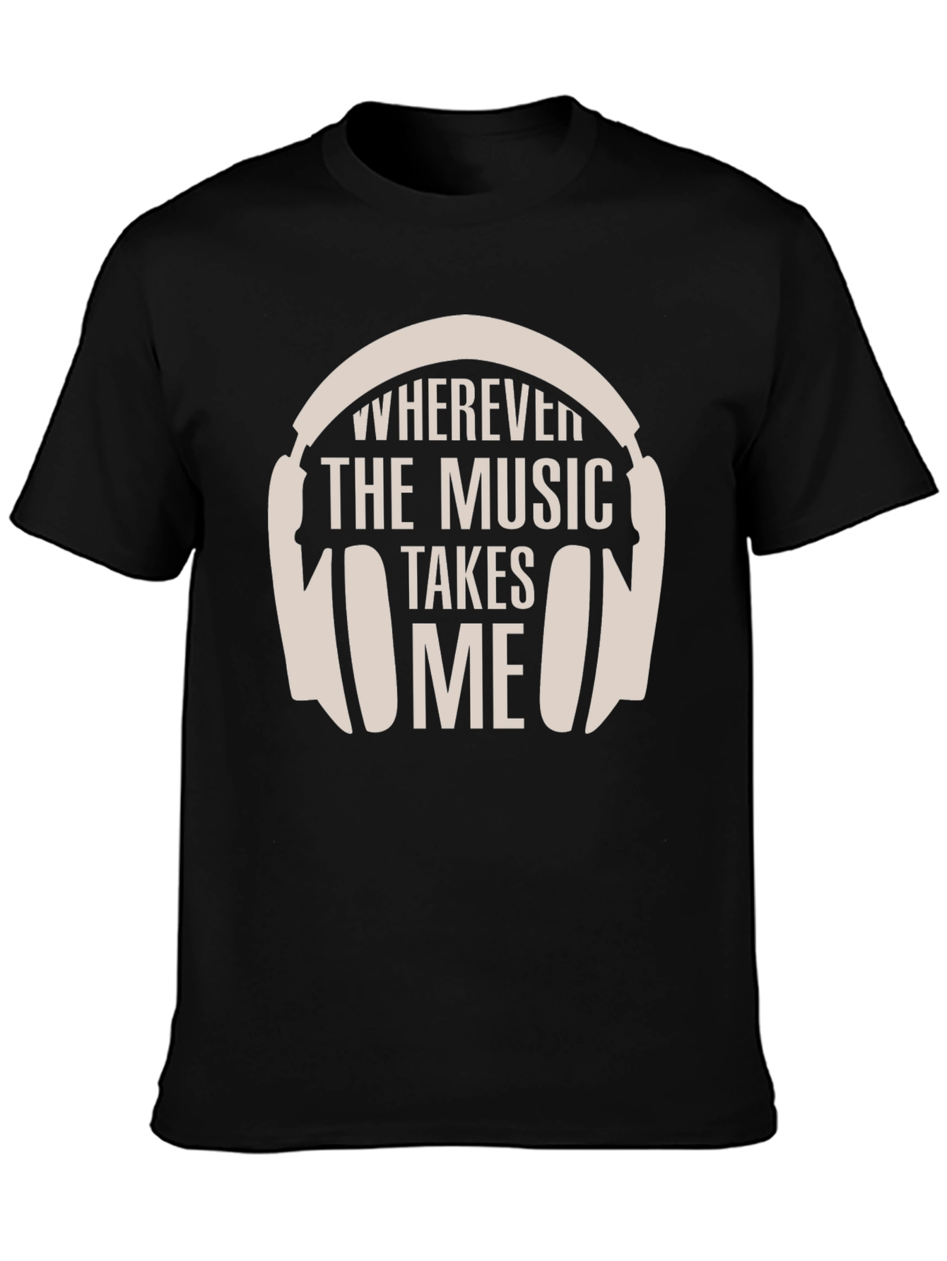 Black Wherever the Music Takes Me T-Shirt view 3