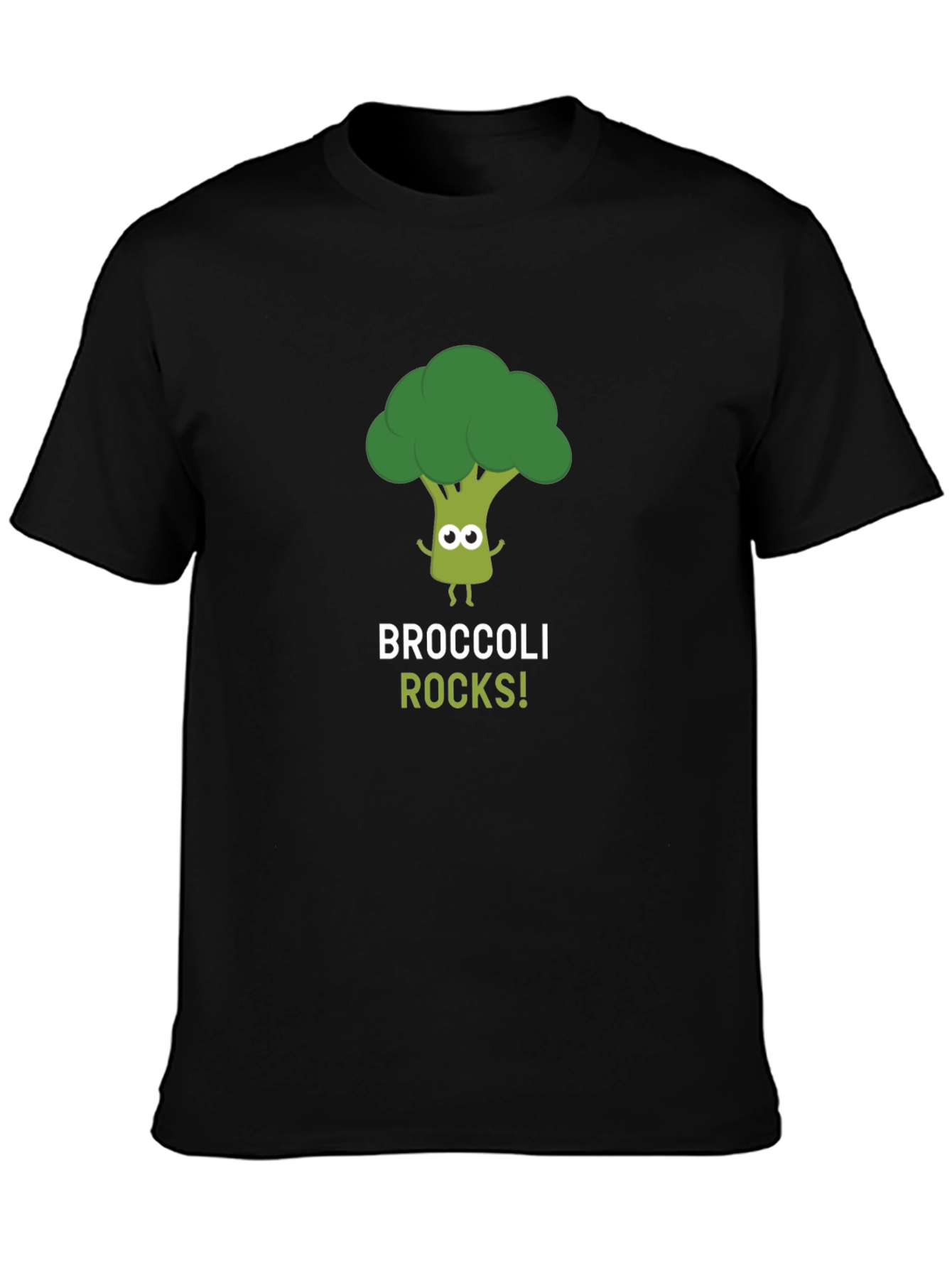Black Broccoli Rocks Graphic Tee - Black Cotton T-Shirt view 3