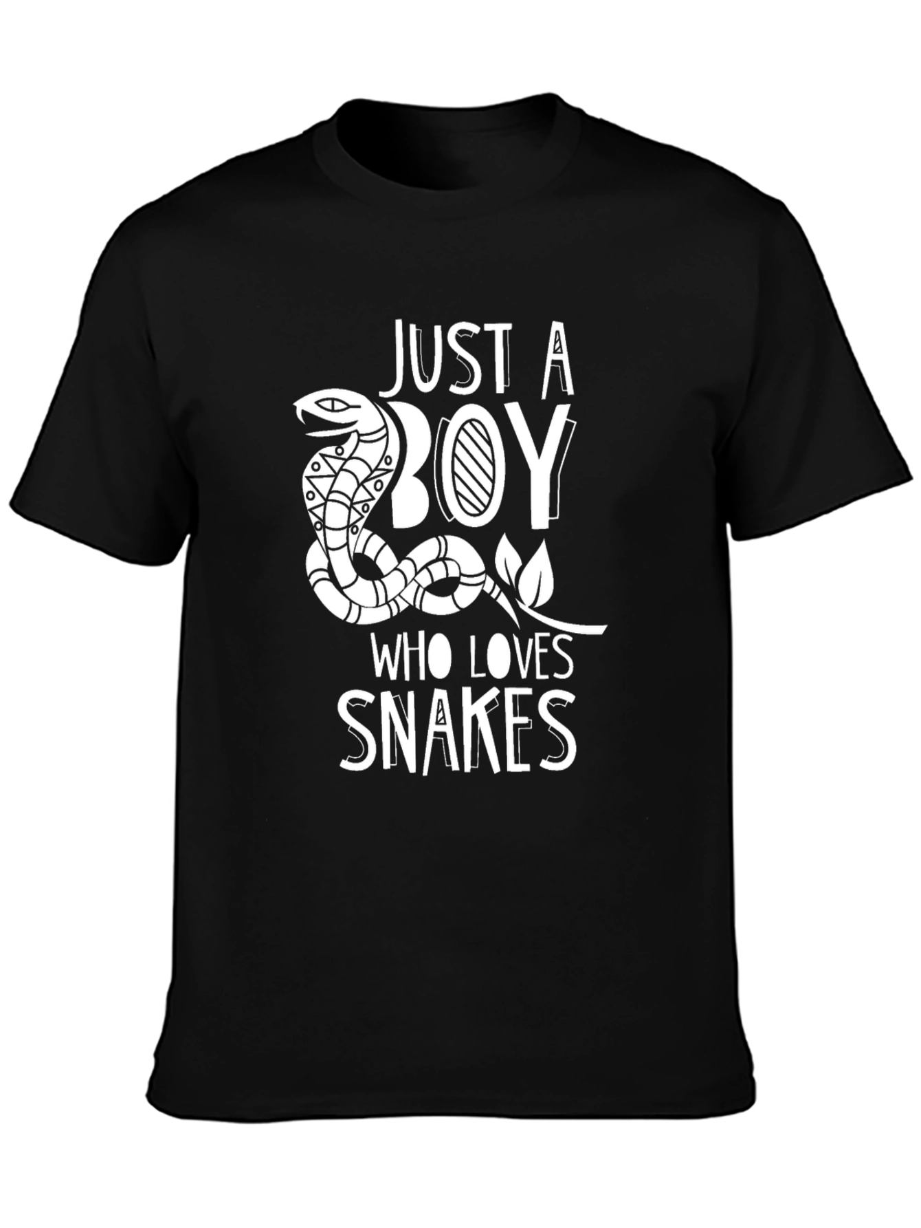 Black Just a Boy Who Loves Snakes T-Shirt view 3